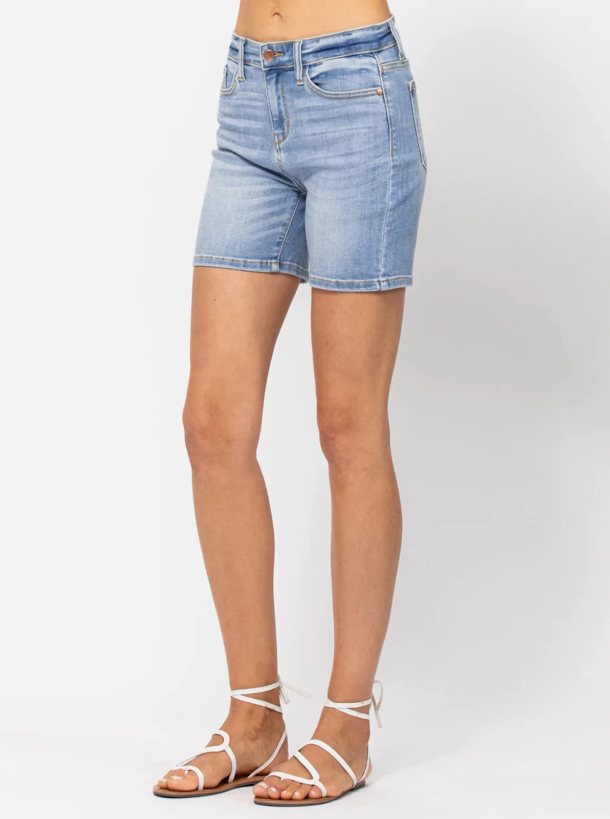 YUZIBAO Women's High Waisted Jean Shorts - Slimming Denim Shorts with Stretch, Relaxed Fit Bermuda Shorts for Summer, Casual Wear & Beach Outings