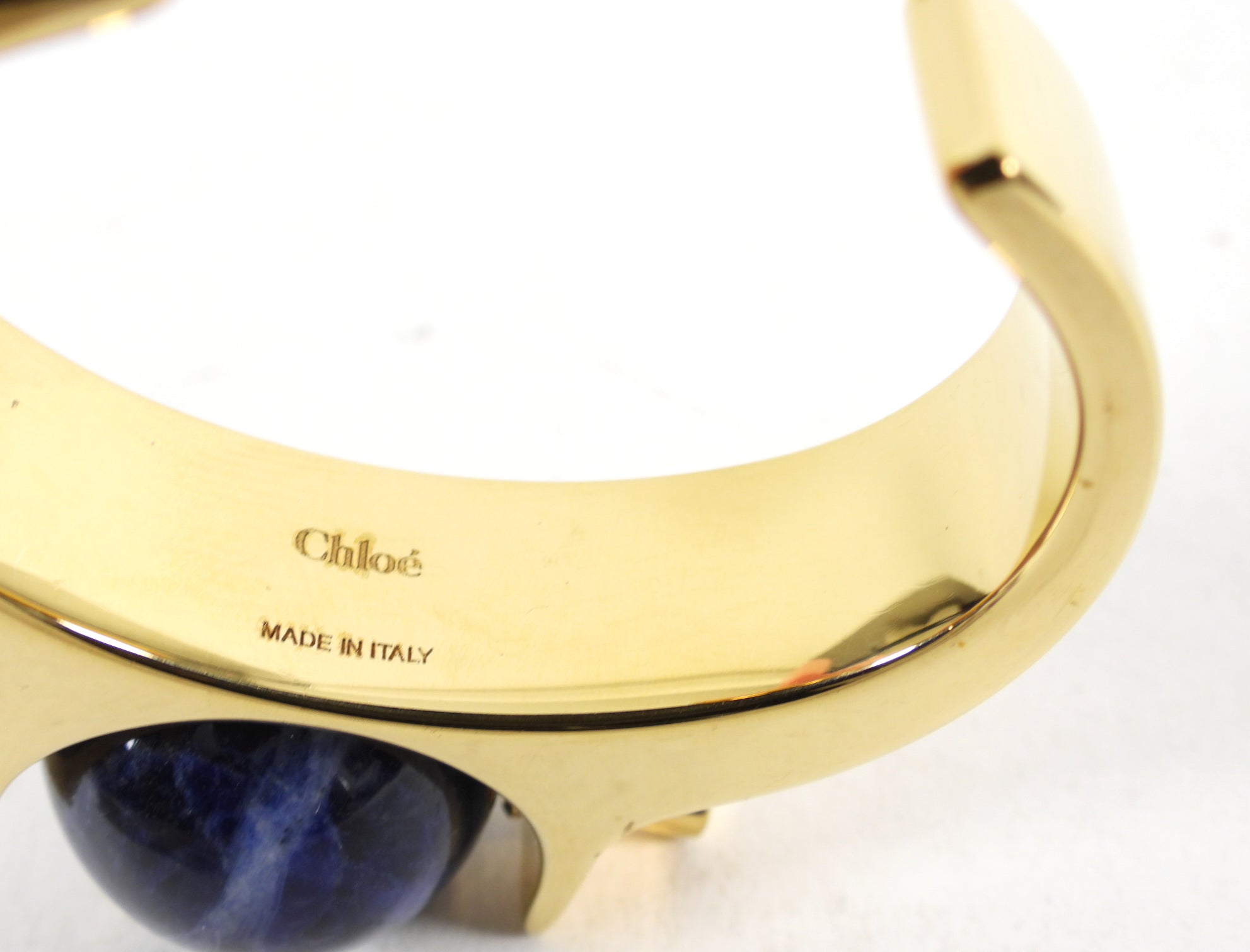 Chloe Architectural Cuff Bracelet with Genuine Lapis Lazuli Stone - Elegant Statement Jewelry for Women, Perfect for Evening Parties & Special Occasions