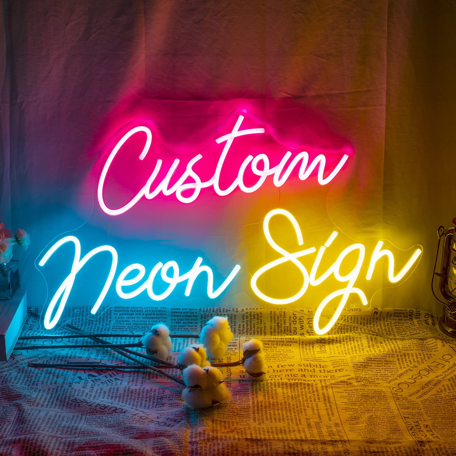 Custom LED Neon Signs - Personalized Wall Decor for Wedding, Birthday, Party, Bedroom, Bar & Office | 40-inch Neon Lights with 1 Line Text - Perfect for Home Decor, Business Signs & Gift Ideas