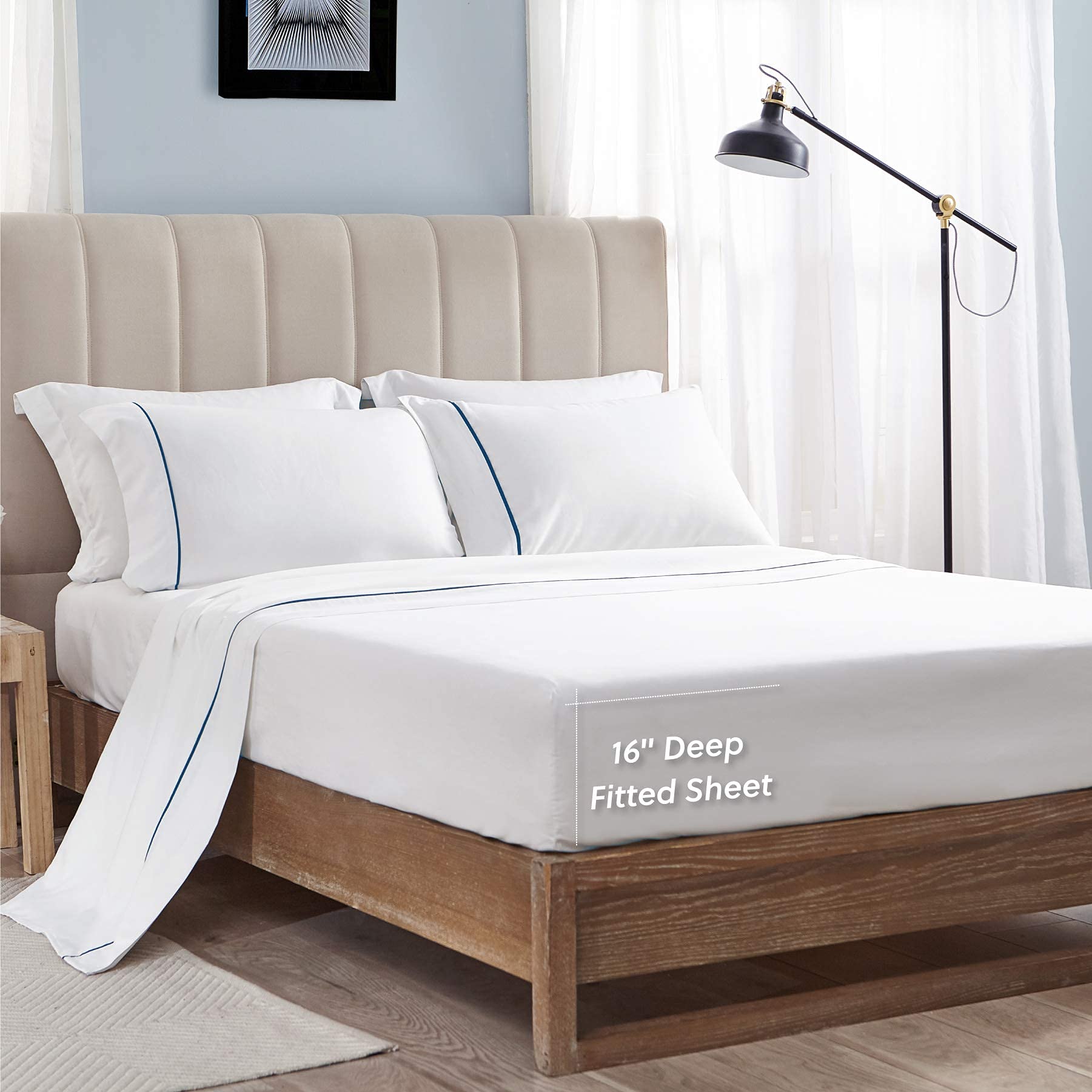 Bedsure 6-Piece Full Size Sheet Set - Ultra Soft Brushed Microfiber Deep Pocket Bed Sheets, 1800 Thread Count Luxury Hotel Quality, Wrinkle & Fade Resistant, White - Perfect for Guest Rooms, Dorms & Cozy Bedroom Upgrades