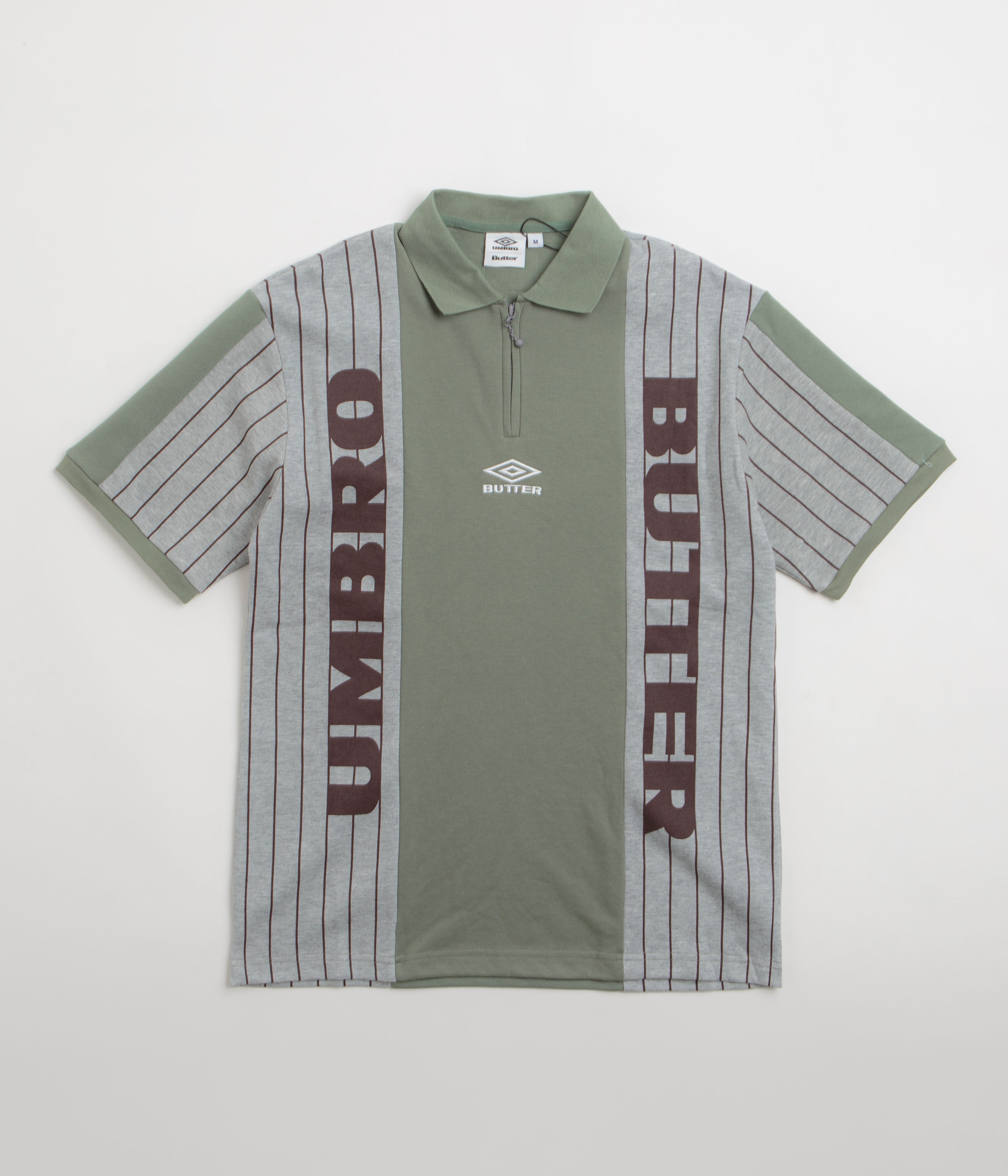 Butter Goods x Umbro Athletica Polo Shirt - Sage Green Men's Casual Sport Shirt | Perfect for Golf, Tennis & Summer Outdoor Activities
