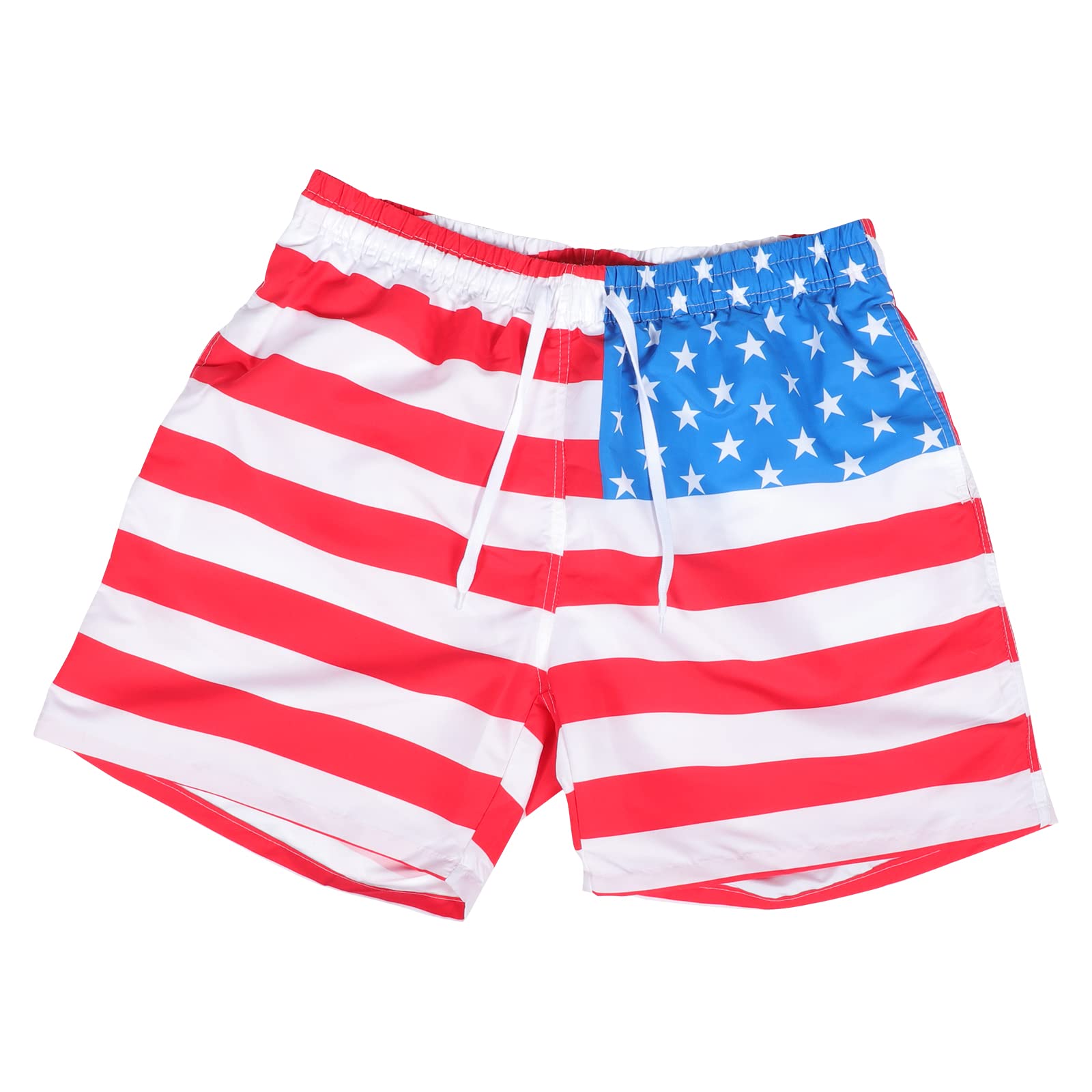 ABOOFAN Men's Quick-Dry Swim Trunks with American Flag Print - Comfortable Beach Bathing Suits & Swim Shorts for Pool, Vacation, and Summer Water Activities