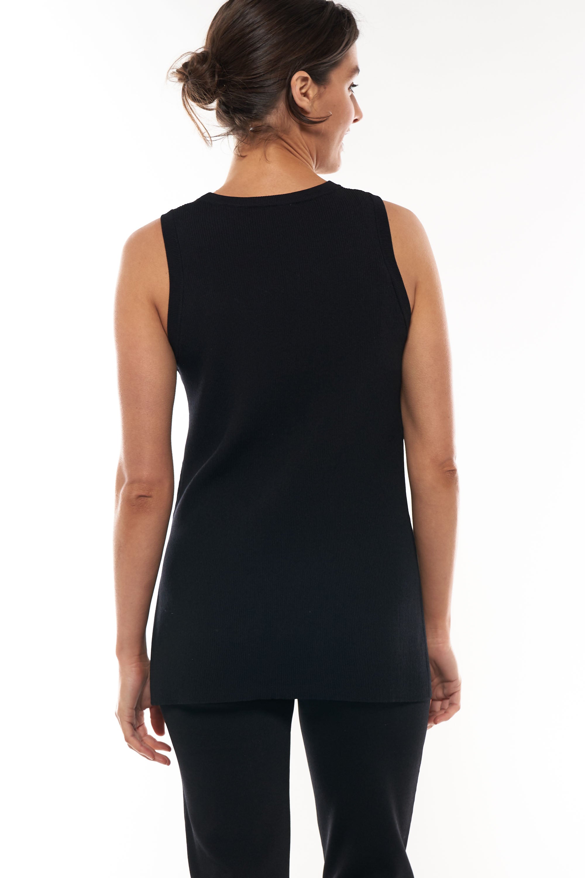 Up And Over Longline Tank Top for Women - Black - Perfect for Yoga, Workouts & Casual Wear