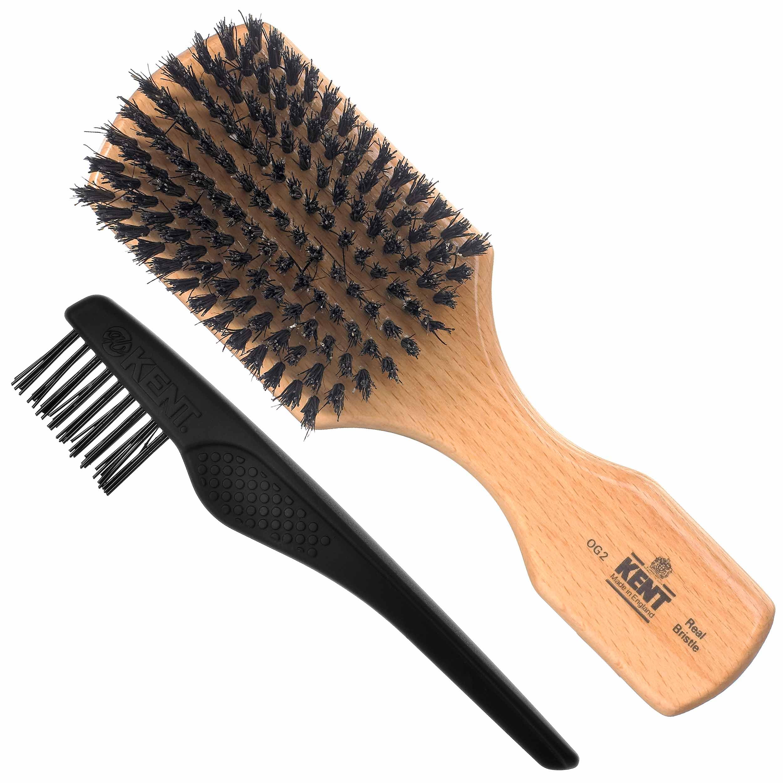 Kent OG2 Boar Bristle Hair & Beard Brush for Men - Grooming & Styling Essential