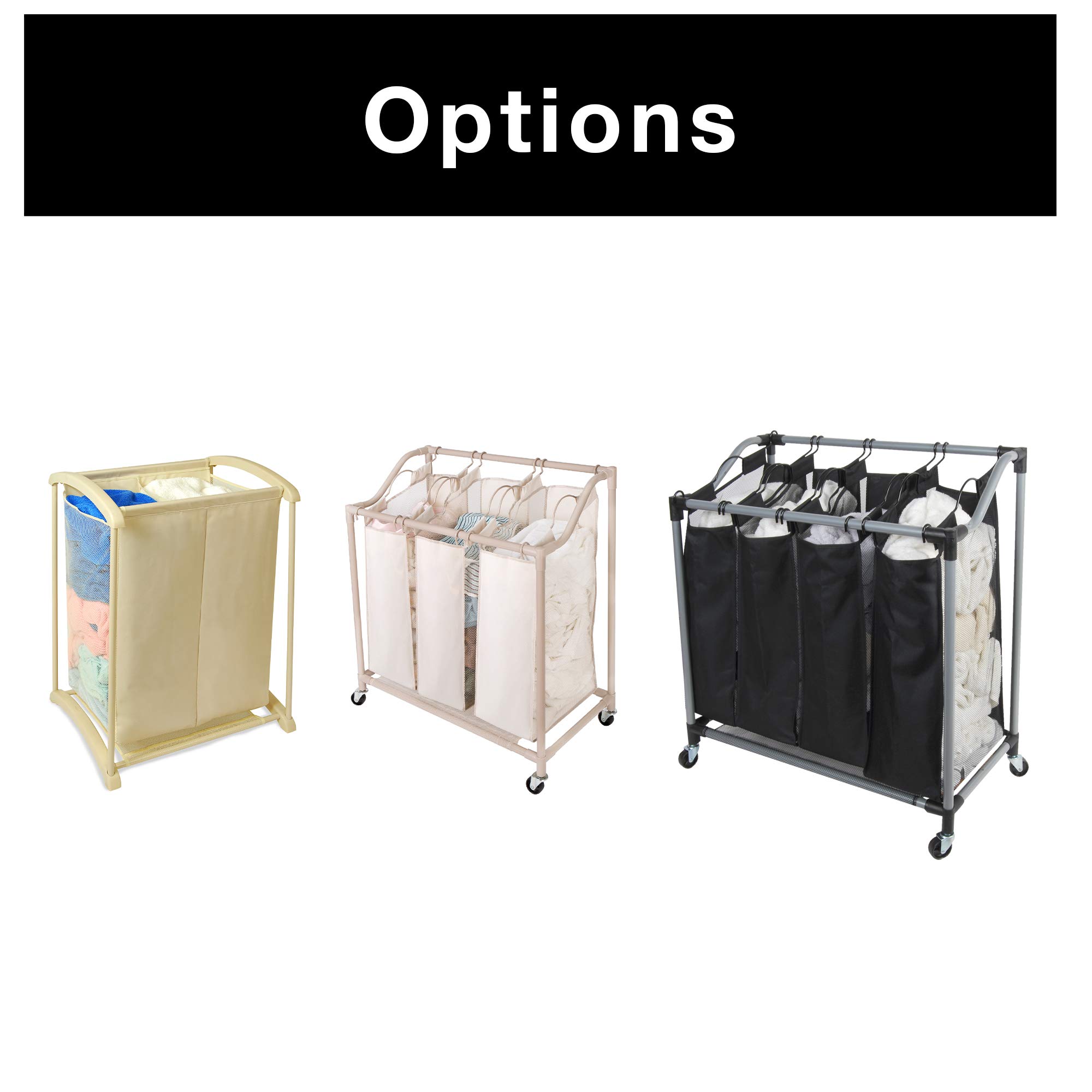 Smart 2-Compartment Laundry Hamper Organizer - Heavy Duty Polyester Clothes Sorter for Home & Kids - Holds 6 Loads (15 x 28.38 Inches, Beige) - Perfect for Bedroom, Closet & Laundry Room Organization
