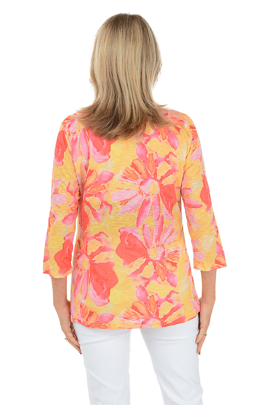 Marigold Magic Criss Cross Tunic Top for Women - Boho Chic Flowy Blouse for Casual Wear, Beach Cover Up & Summer Outfits