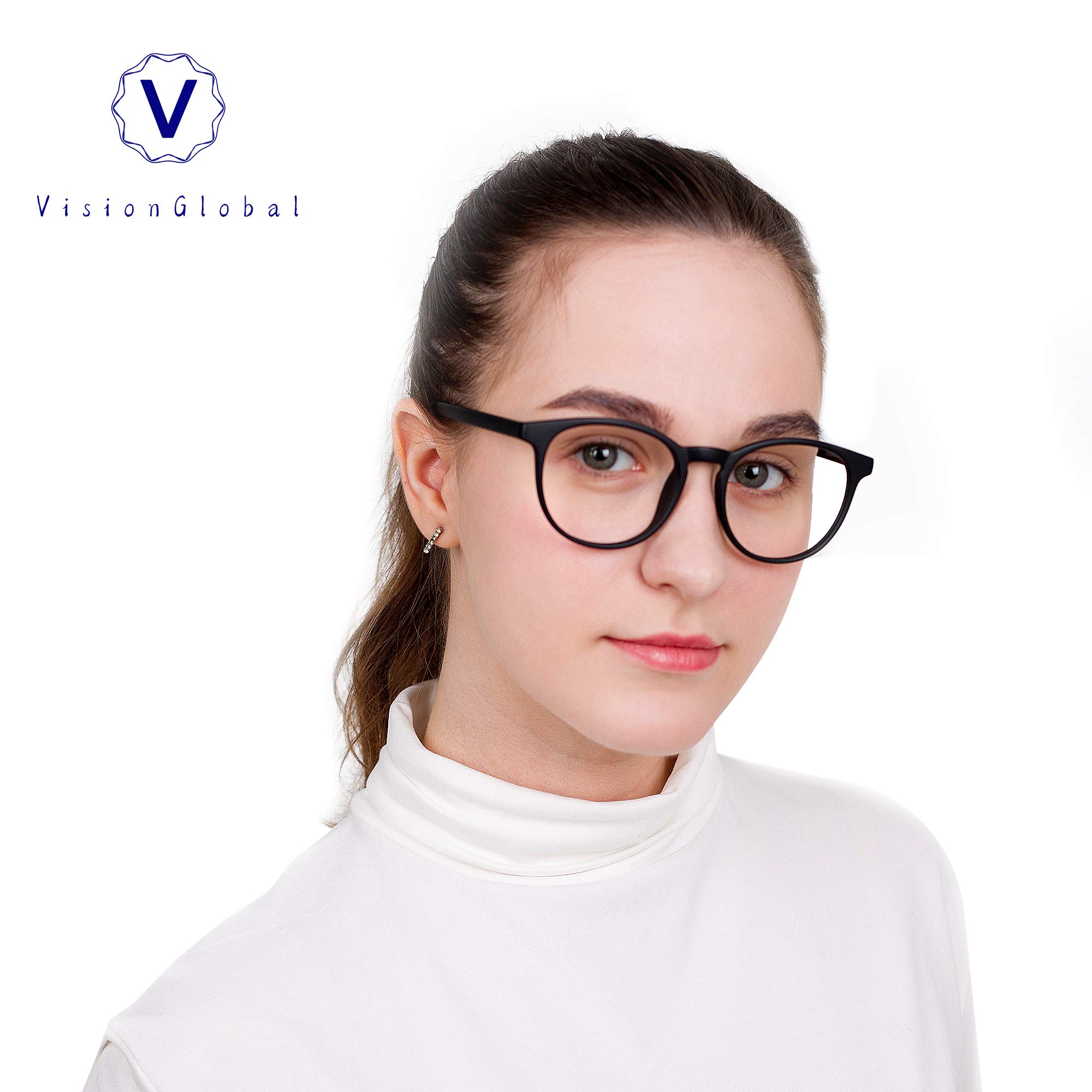 VisionGlobal Blue Light Blocking Glasses - 2 Pack Anti Eyestrain Computer Glasses with Stylish Oval Frame & Anti-Glare Coating | Reduce Digital Eye Fatigue for Work, Gaming & Screen Time
