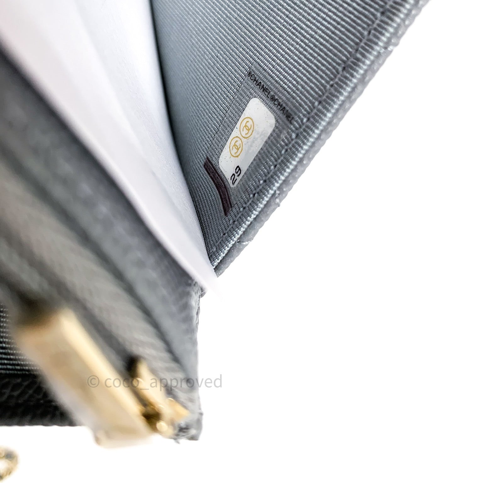 Chanel Caviar Quilted Wallet on Chain WOC in Grey with Light Gold Hardware - 20C Collection | Luxury Crossbody Bag for Women, Perfect for Evening Events & Daily Use