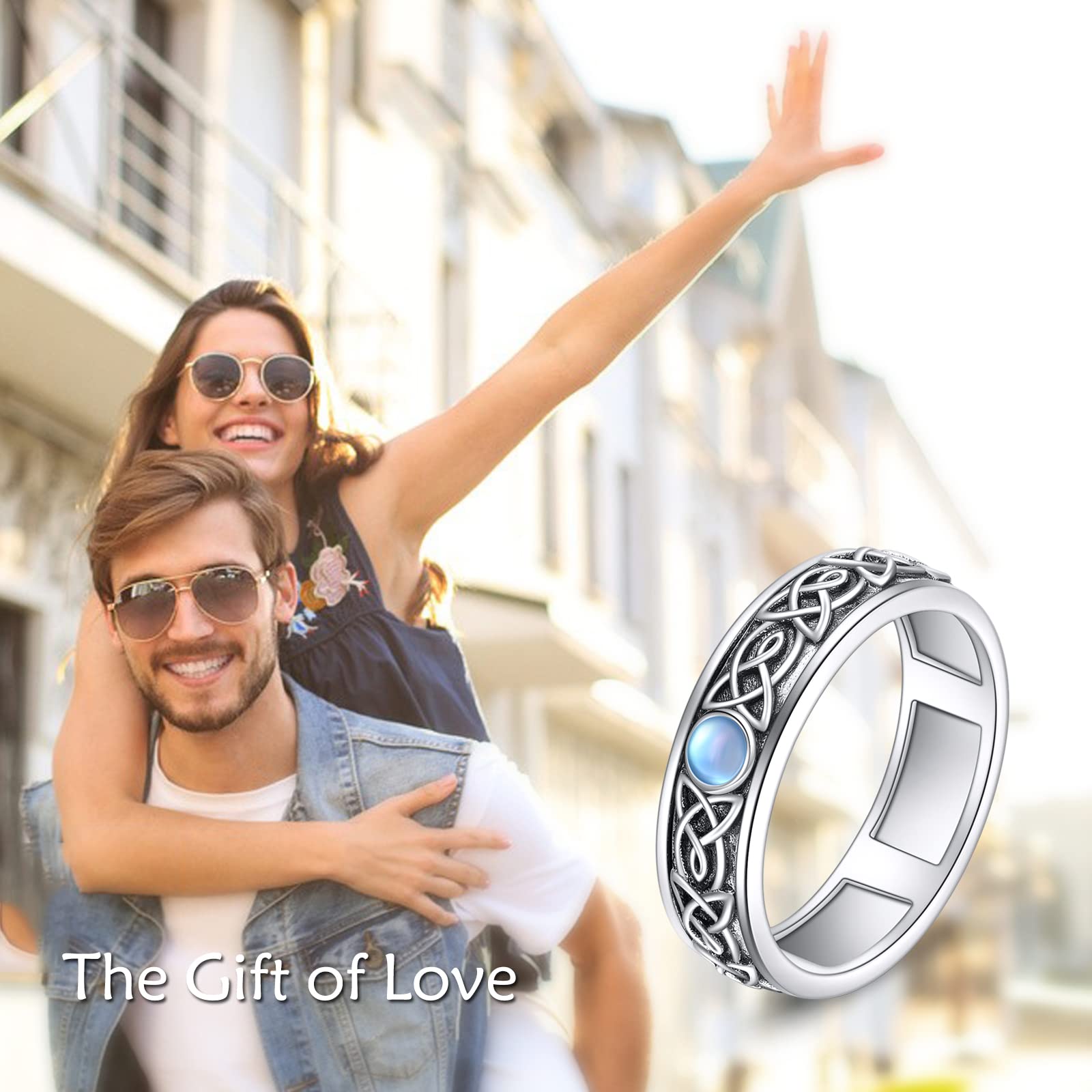 Sterling Silver Anxiety Spinner Ring for Women - Stress Relief Rotatable Mood Ring, Thoughtful Gift for Anxiety Relief - Perfect for Office, Travel & Daily Relaxation