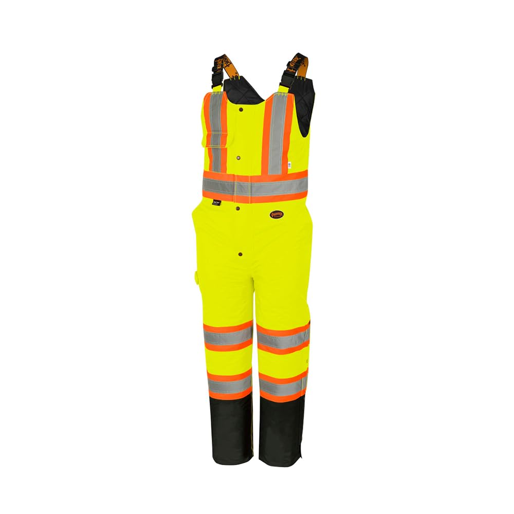 Pioneer High Visibility Waterproof Bib Overalls for Men & Women - Insulated Safety Work Pants with Reflective Strips - Ideal for Construction, Road Work & Outdoor Winter Jobs