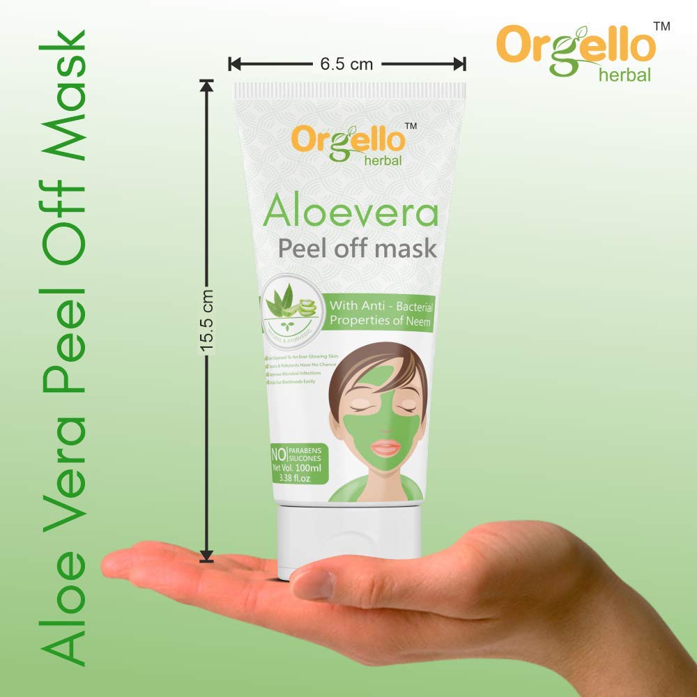 Orgello Aloe Vera Peel Off Face Mask & Gel Set - 100ml Mask + 60ml Gel for Men & Women - Paraben & Sulfate Free - Hydrates & Soothes Normal, Oily & Dry Skin - Perfect for Daily Skincare & Post-Sun Care