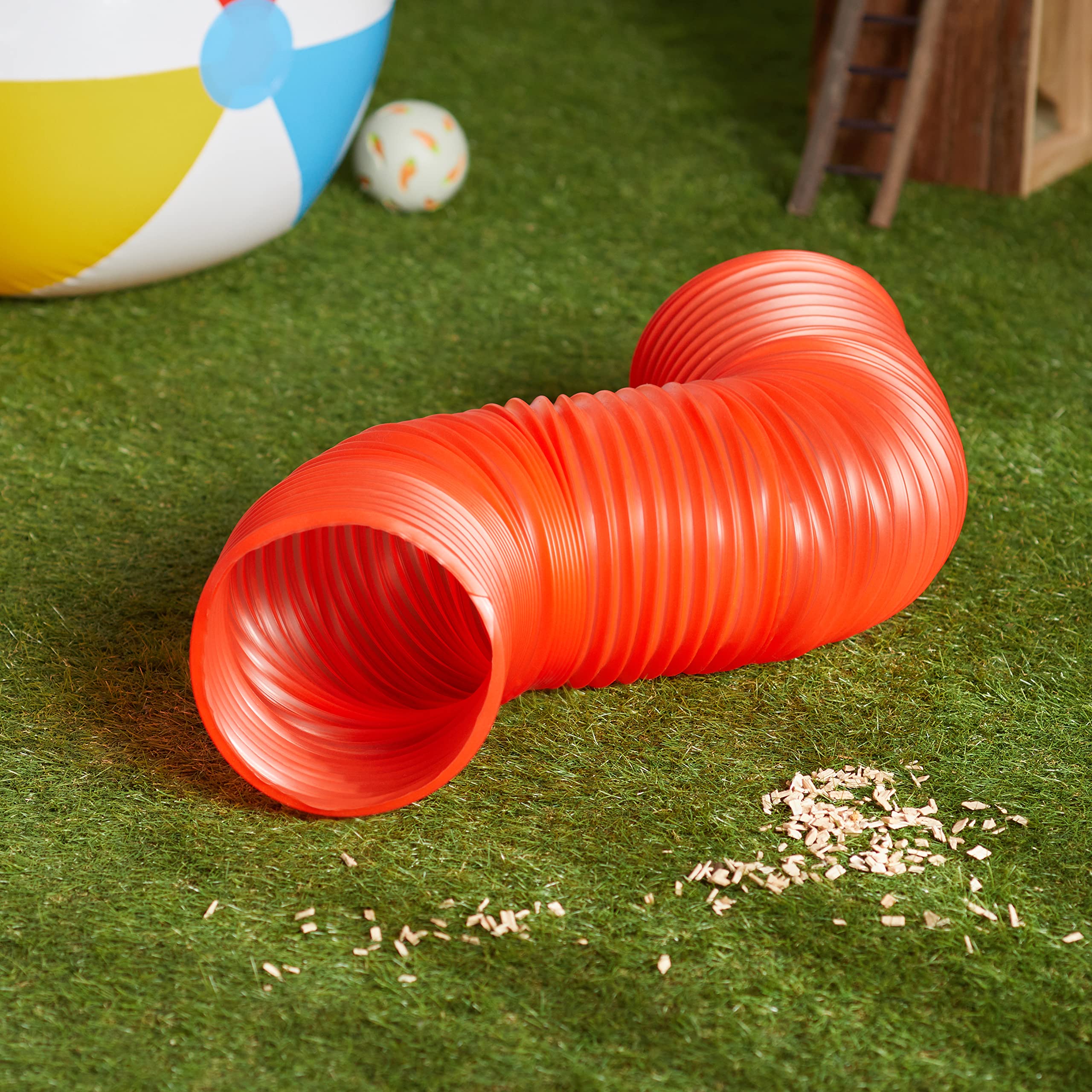 SnuggleSafe Pet Play Tunnel for Cats & Dogs - Durable & Fun Interactive Toy for Indoor & Outdoor Use - Red (Great for Playtime, Training & Exercise)