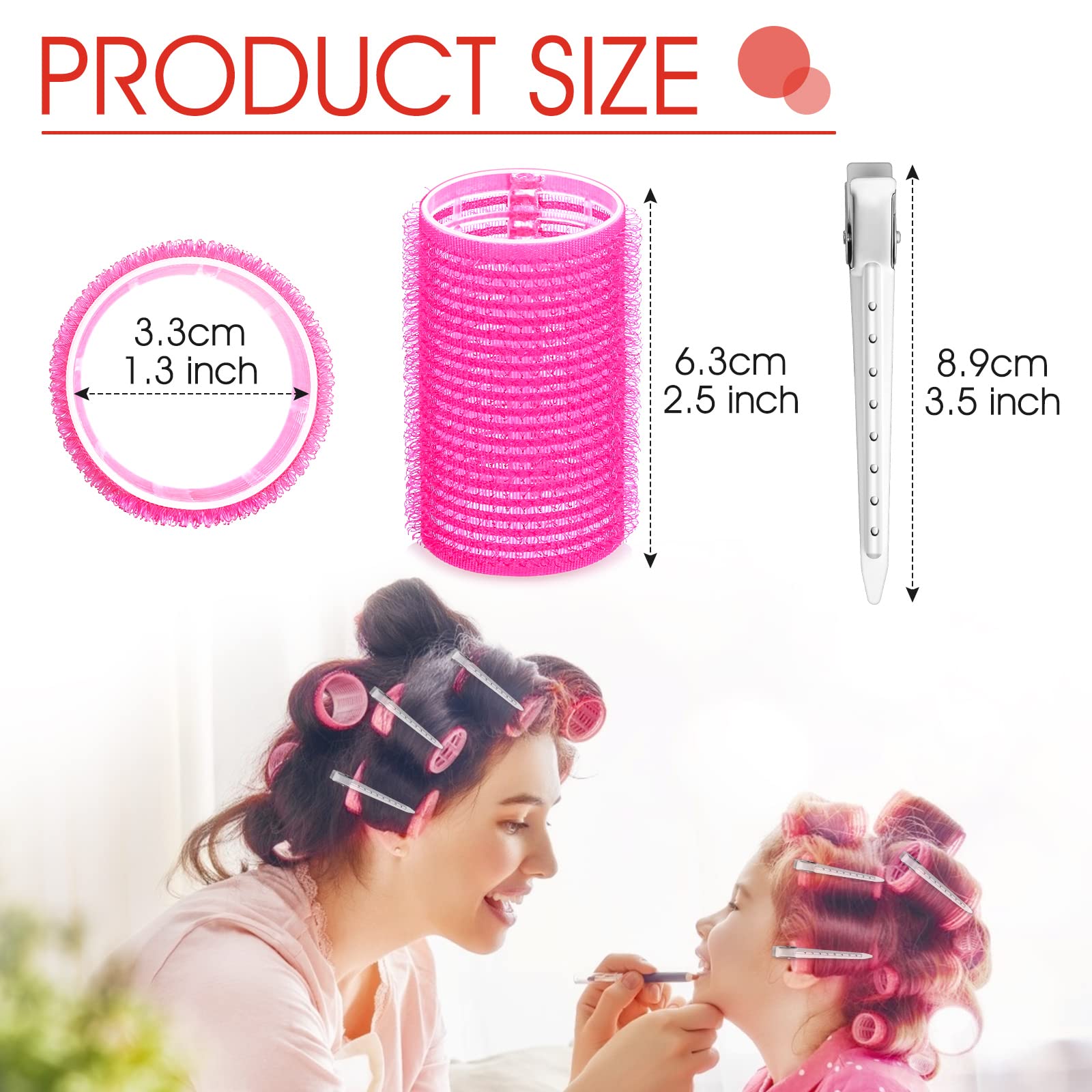 12PCS Self-Grip Hair Rollers with 12 Hair Clips - Soft Sponge Curlers for Long, Medium, Short, Thick & Thin Hair - Create Voluminous Curls & Waves at Home (Perfect for Styling, Parties & Everyday Looks)