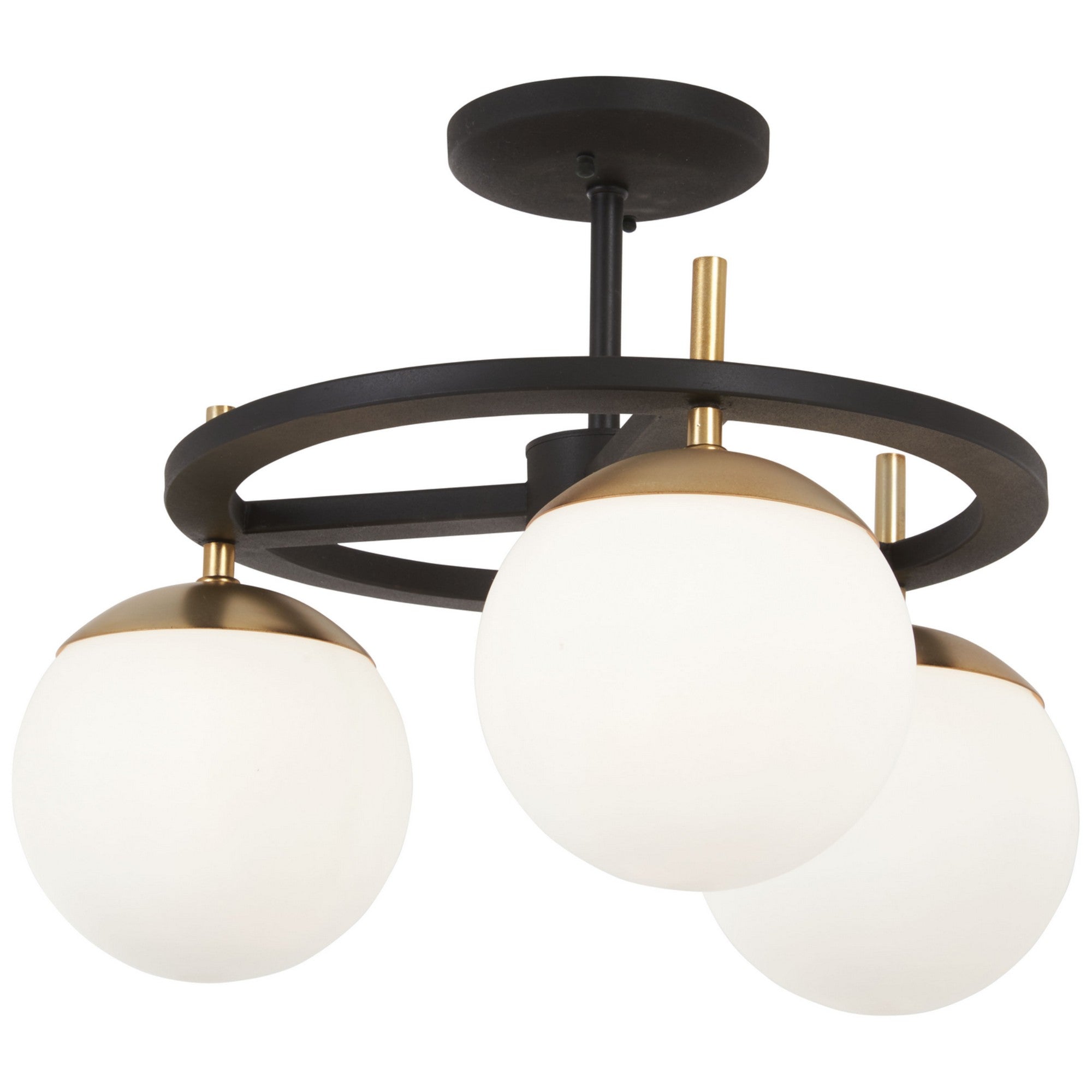 Alluria 18 Inch 3-Light Semi Flush Mount Ceiling Light Fixture - Black & Gold Finish for Dining Room, Bedroom, or Hallway Lighting