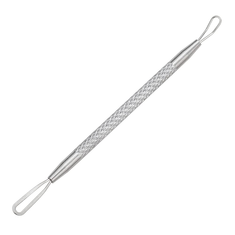 KIRA 2-in-1 Stainless Steel Pimple & Blackhead Remover Tool - Comedone Extractor for Acne Prone Skin (Men & Women) - Silver (Pack of 1) | Perfect for Home Skincare Routine & Travel Beauty Kit