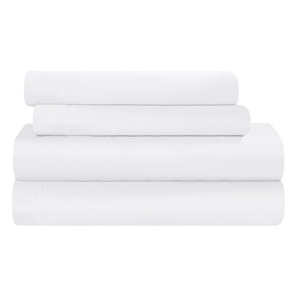 300 Thread Count Rayon From Bamboo Solid Deep Pocket Sheet Set - Ultra Soft & Breathable Bed Sheets for Queen Size Mattress - Perfect for All-Season Comfort & Luxury Bedroom Decor