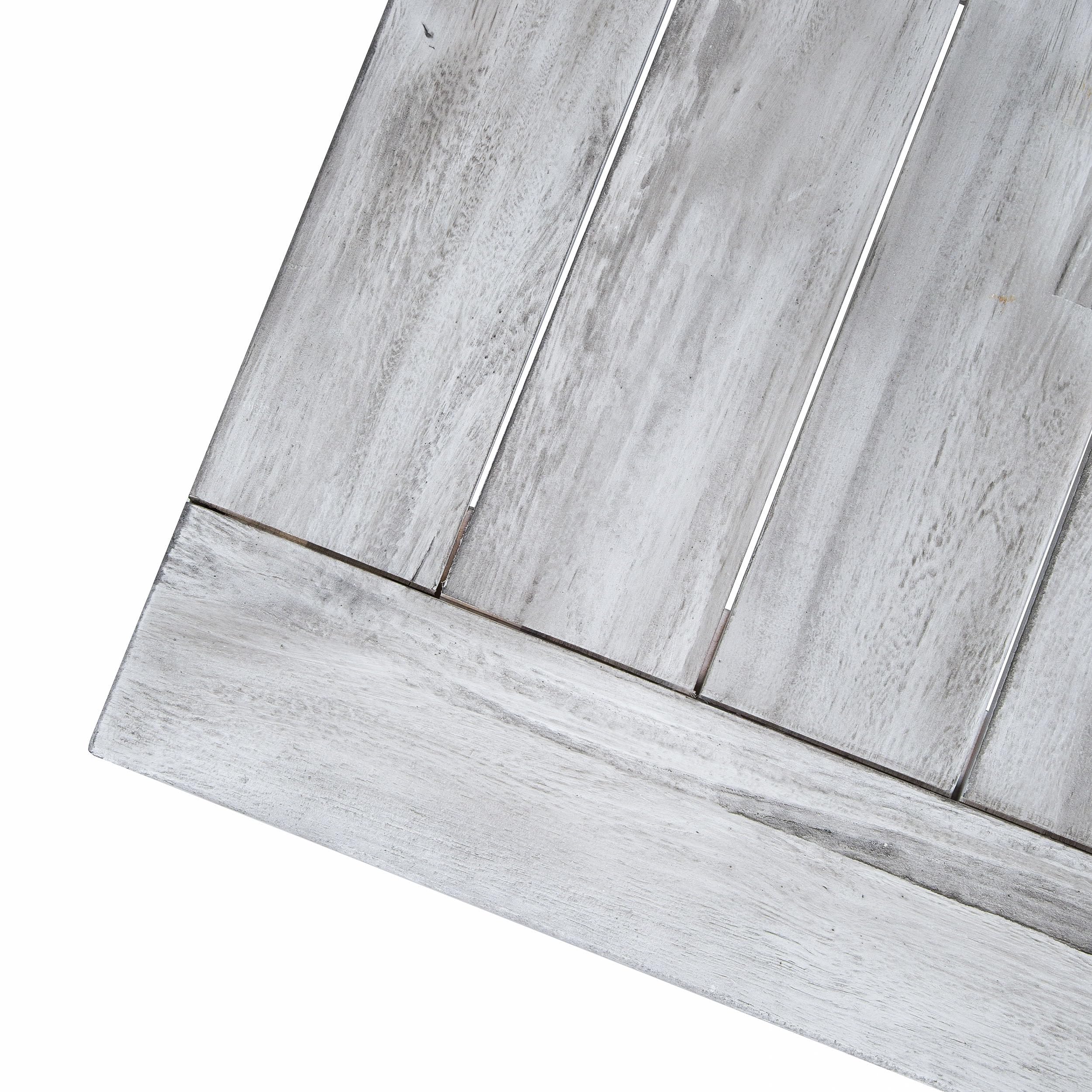 GDFStudio Acacia Wood Outdoor Dining Table - Sandblasted Light Gray Finish | Weather-Resistant Patio Furniture for Backyard, Garden & Poolside Dining