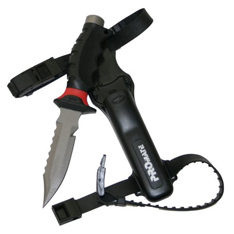 Promate Barracuda 5-inch Titanium Diving Knife with Sharp Tip - Professional Scuba Diving Gear for Underwater Safety & Emergency Cutting