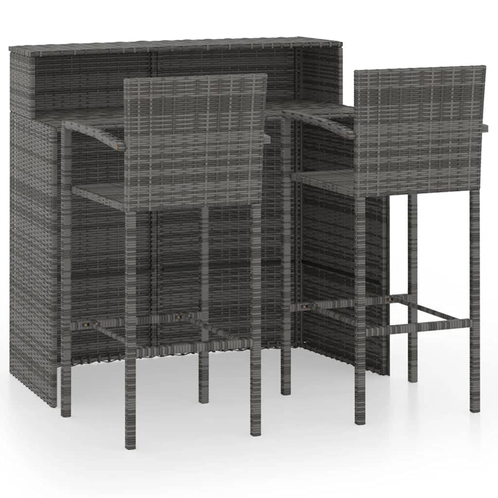 3-Piece Outdoor Bar Set with Wicker Bar Table & 2 Stools with Cushions - Patio Furniture for Backyard, Porch, Garden or Poolside - Perfect for Outdoor Entertaining & Relaxation