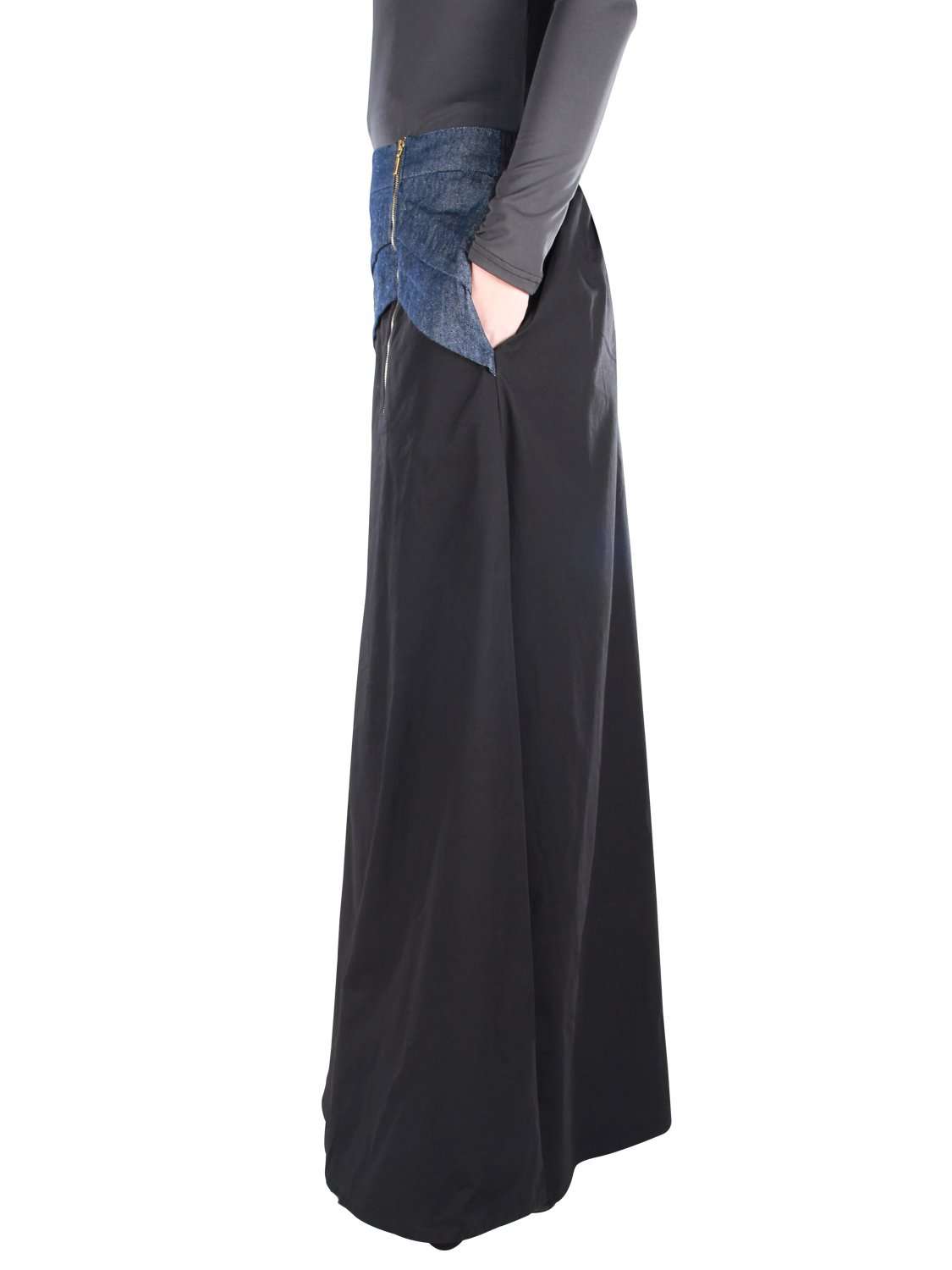 Aziz Women's Black Cotton Denim Skirt - High Waist A-Line Mini Skirt for Casual Wear & Street Style Outfits
