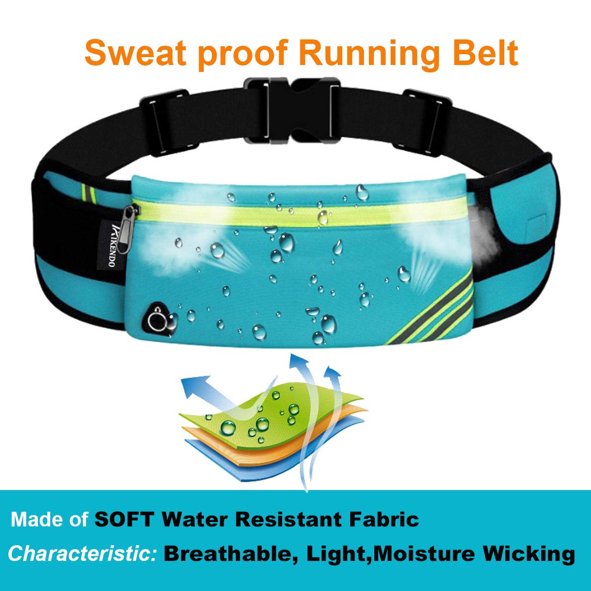 Running Belt Waist Pack - Waterproof Sports Fanny Pack for Phone & Essentials - Adjustable Gym Fitness Belt for Men & Women - Ideal for Jogging, Hiking & Workouts (Blue)