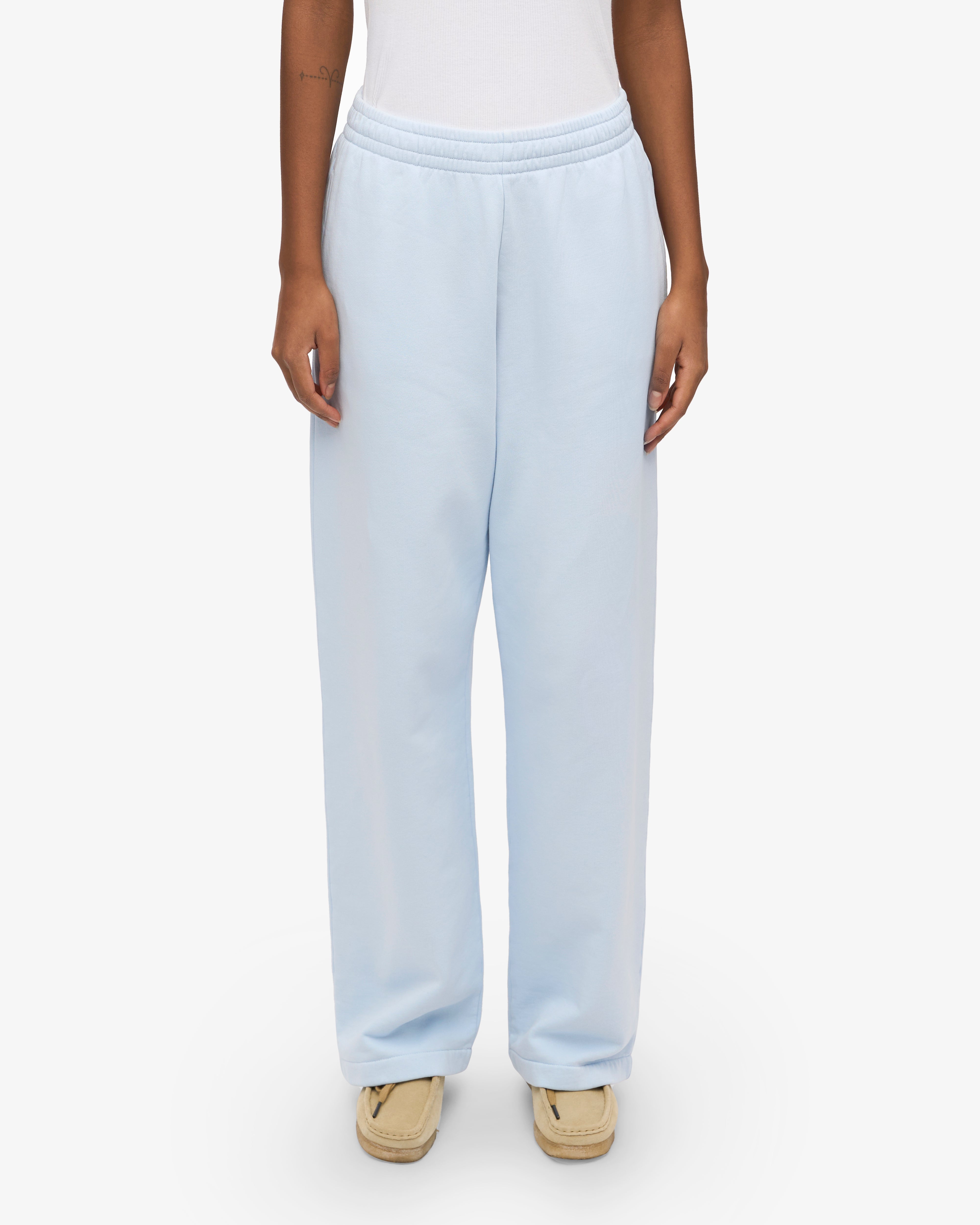 Organic Straight Leg Sweatpants for Women - Soft Polar Blue Lounge Pants - Perfect for Yoga, Running & Home Relaxation