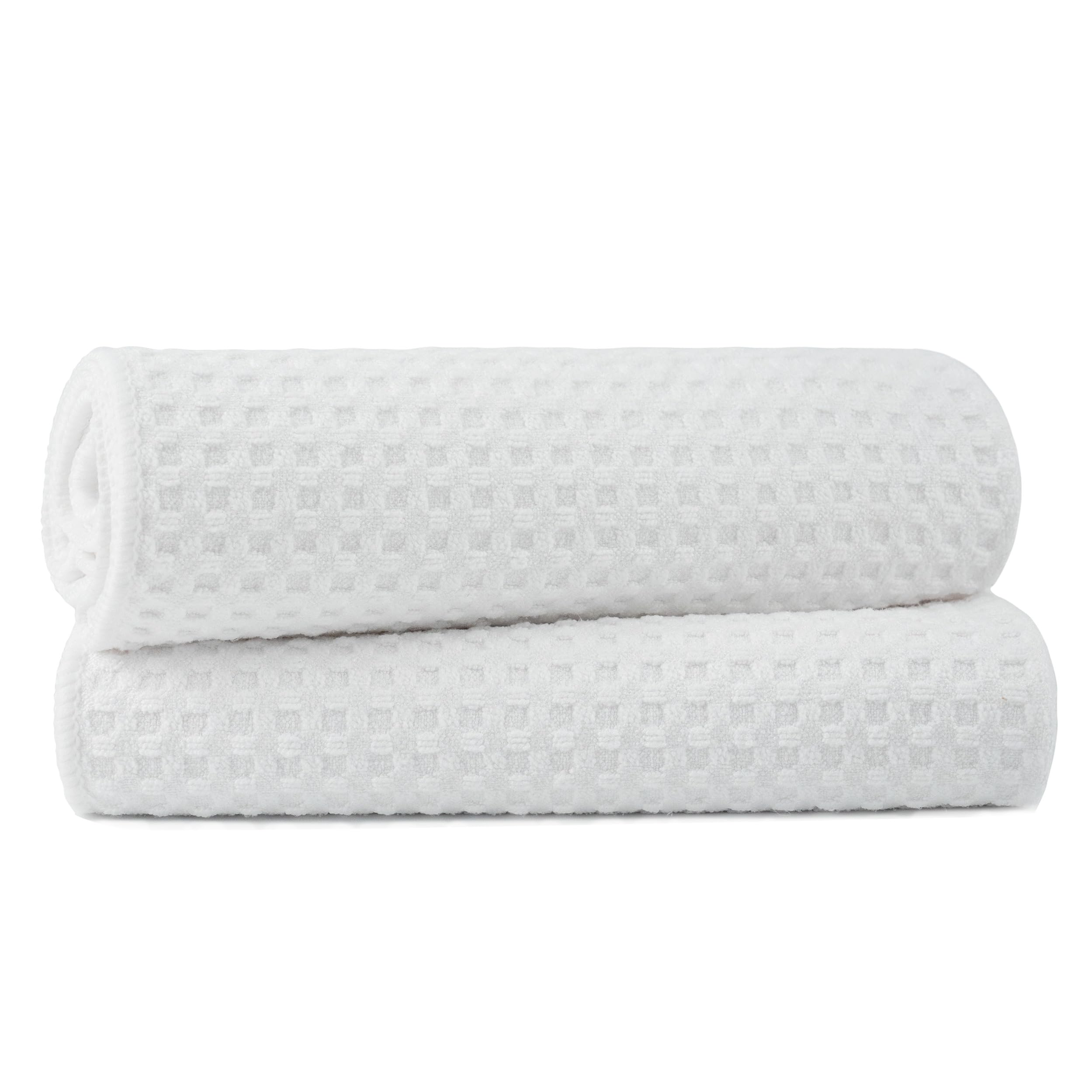 Premium Microfiber Kitchen Towels Set of 2 - Super Absorbent Waffle Weave Dish Cloths (16x28 Inches) - Quick Drying & Lint-Free for Dishes, Countertops & Glass Cleaning