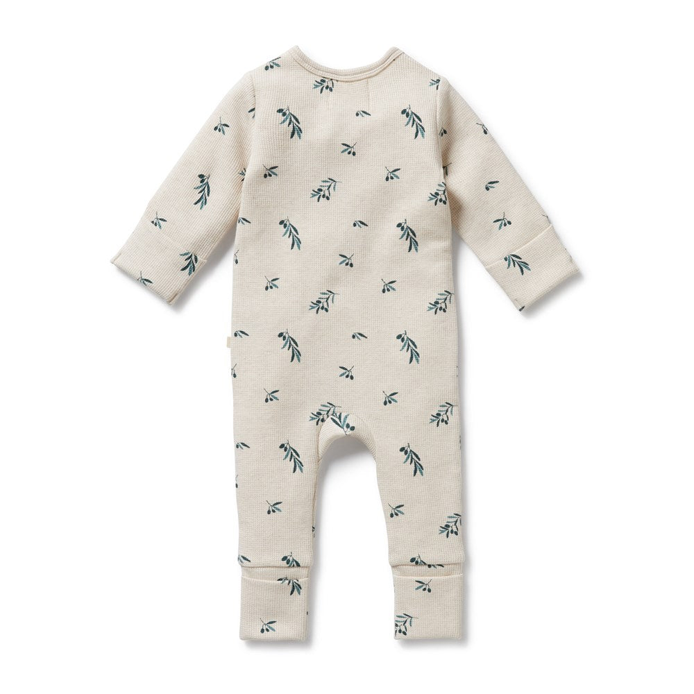 Organic Baby Waffle Zipsuit - Little Olive | Soft Cotton Romper for Newborns & Infants | Perfect for Playtime, Sleep & Everyday Wear