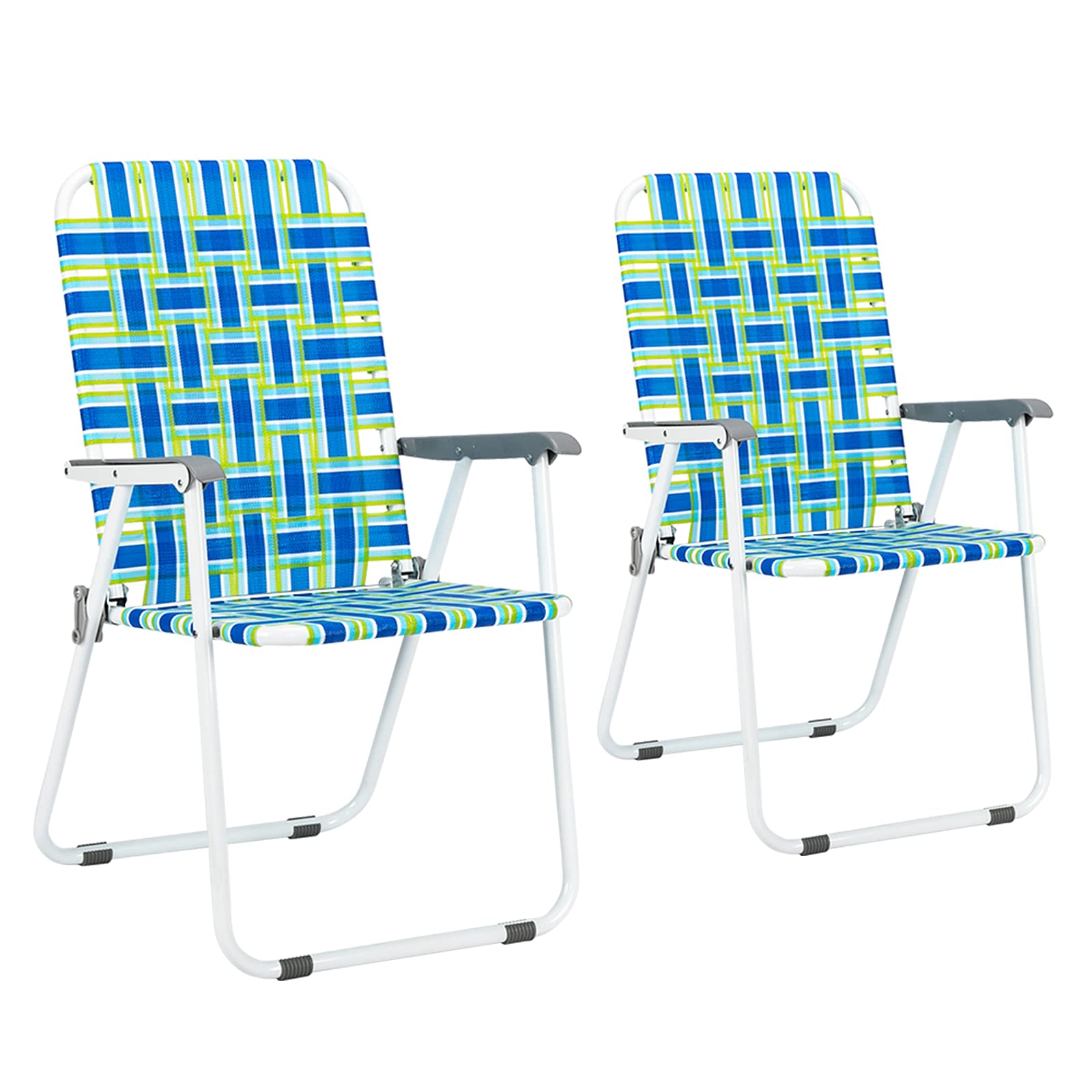 2 Pack Lightweight Folding Beach Chairs - Portable Camping Chairs for Outdoor, Lawn, Concert & Beach Relaxation (Blue Striped) - Perfect for Picnics, Travel & Backyard Lounging