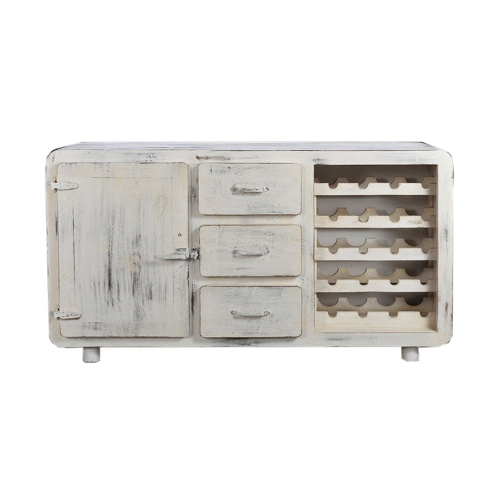 Premium Cromer Mango Wood Sideboard Buffet Hutch with Wine Rack - Large Rustic Kitchen Storage Cabinet for Dining Room & Home Decor - Perfect for Entertaining, Wine Display, and Extra Counter Space