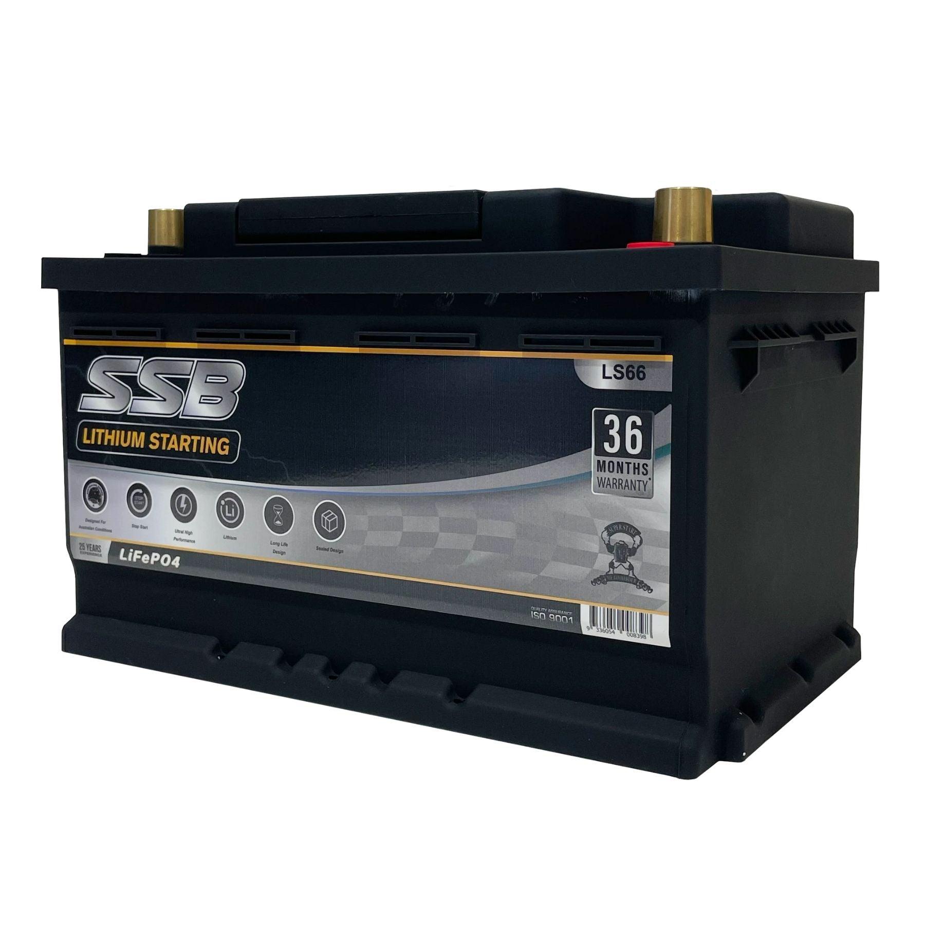 SSB LS66 12V 60Ah 1400CCA Lithium Starting Battery - High Performance Replacement for Cars, Trucks & Marine Vehicles - Perfect for Cold Weather Starts & Heavy-Duty Applications