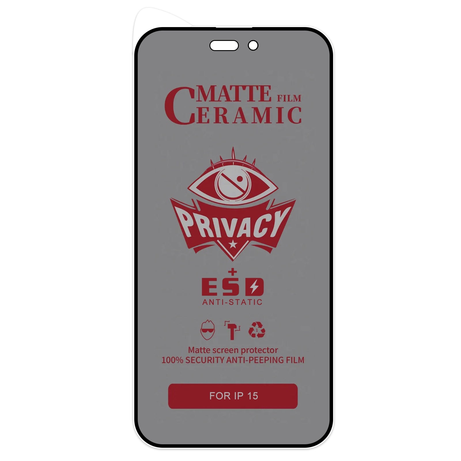 Privacy Screen Protector for iPhone 15 Pro - Anti-Spy Tempered Glass - Perfect for Office, Banking & Personal Data Protection