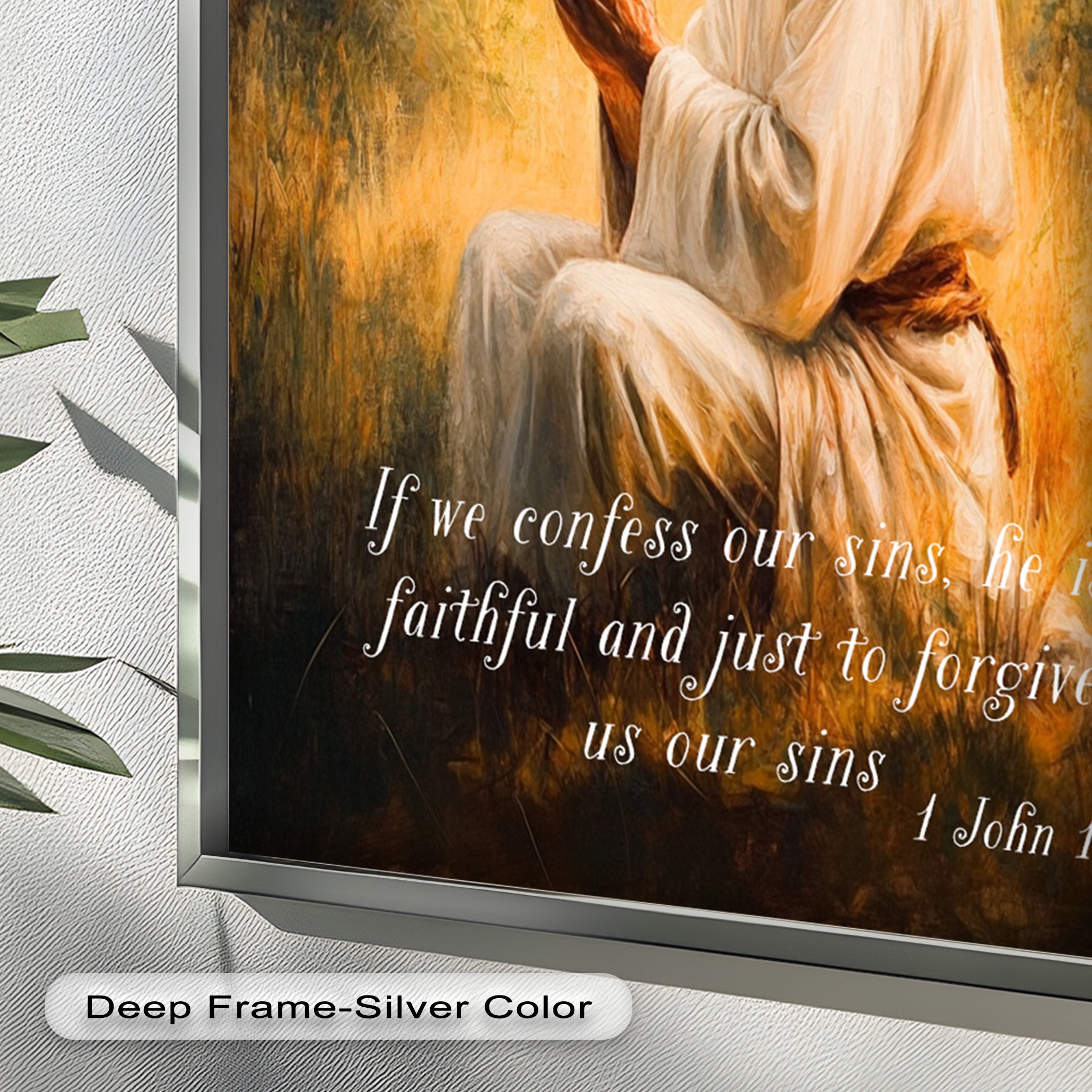 1 John 1:9 Bible Verse Oil Painting - Christian Scripture Wall Art for Home Decor, Church & Prayer Room - Divine Forgiveness Scripture Artwork