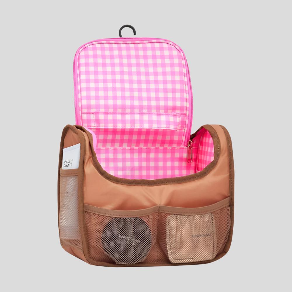 Bon Voyage Travel Toiletry Bag - Waterproof Hanging Cosmetic Organizer with Multiple Pockets | Perfect for Vacation, Business Trips & Camping (Tan Stripe)