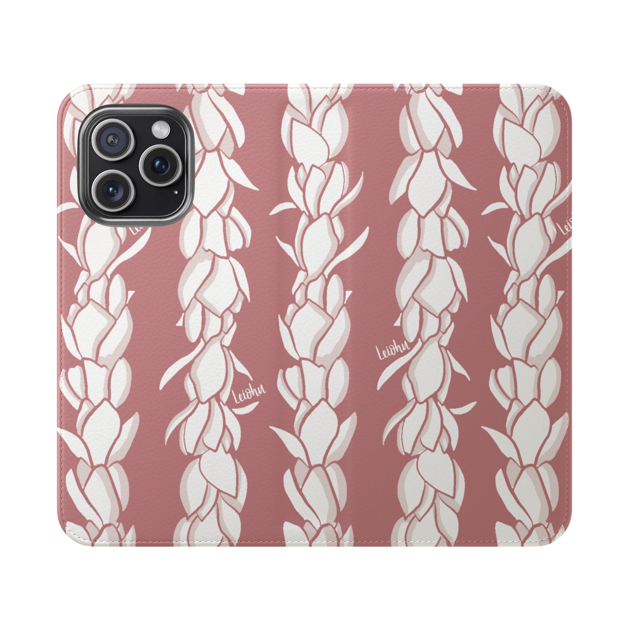 Pikake Lei Folio Case - Premium Hawaiian Flower Design Phone Cover for iPhone & Samsung | Perfect for Travel, Luau Parties & Hawaiian Themed Events