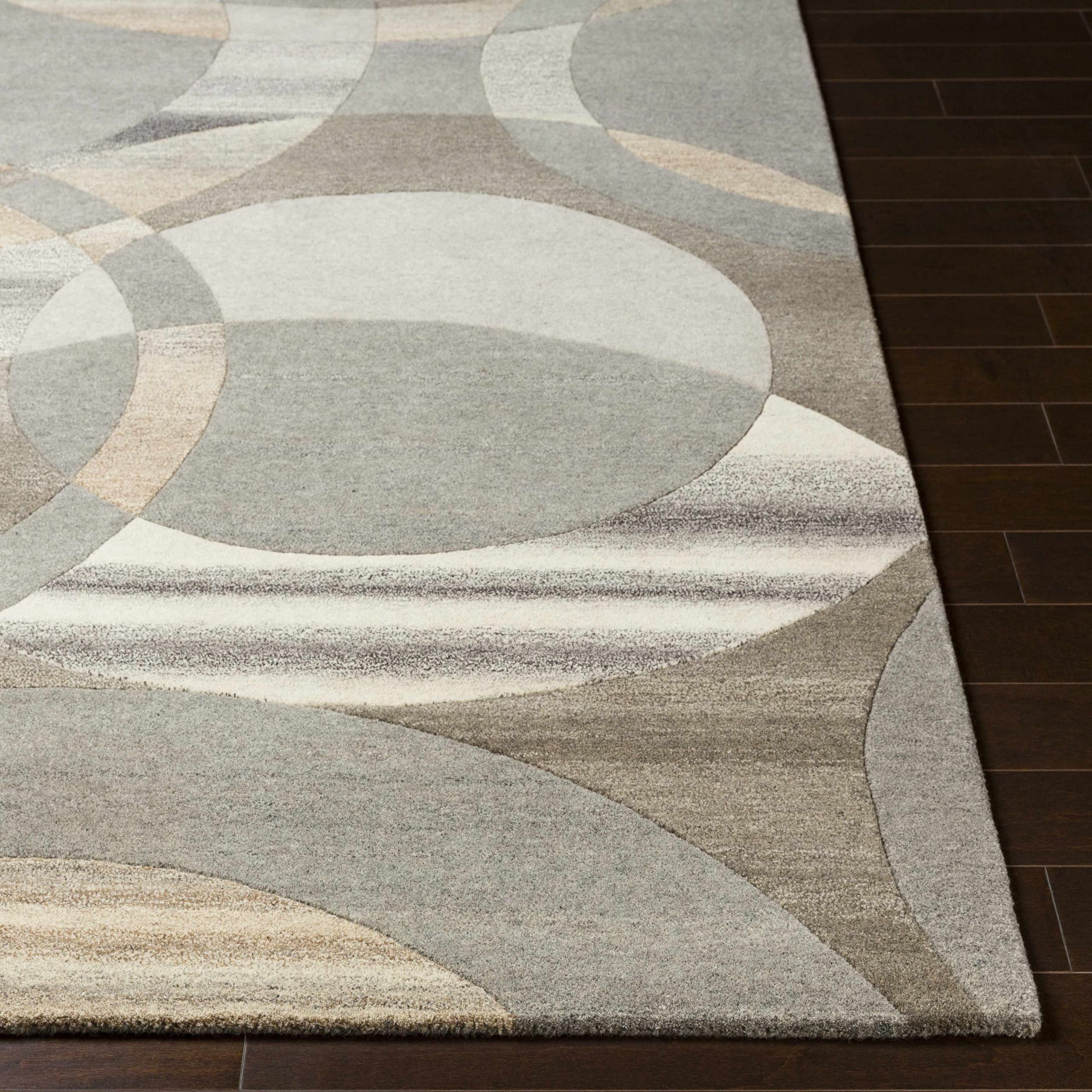 Hauteloom Rillton Wool Area Rug for Living Room and Bedroom - Modern Gray, Black, Brown - 2' x 3' - Soft & Durable - Perfect for Home Decor, Cozy Spaces, and High-Traffic Areas