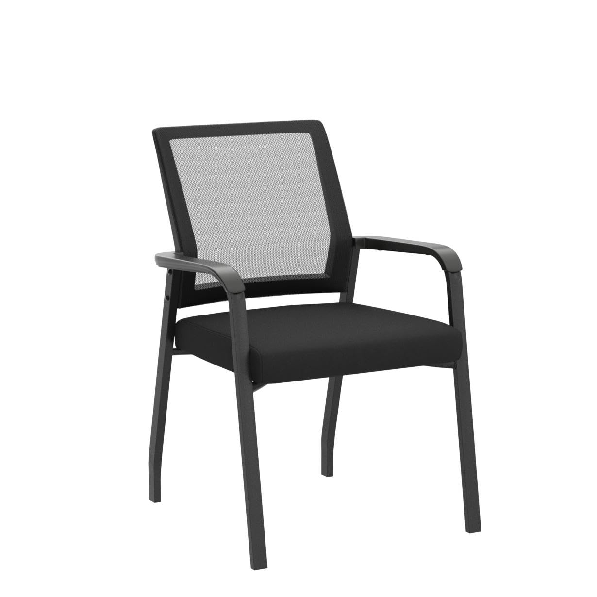 Ergonomic Arm Chair with Lumbar Support - No Wheels Desk Chair with Thickened Seat Cushion - 4 Pack Black Waiting Room Chairs for Office, School, Church & Guest Reception - Perfect for Conference Rooms, Home Offices, and Waiting Areas