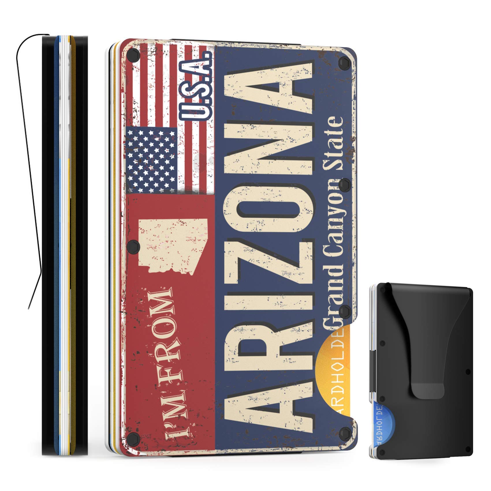 RFID Slim Wallet for Men - Minimalist Front Pocket RFID Blocking Metal Wallet with Money Clip | Secure Card Holder for Credit Cards & IDs | Perfect for Travel, Business & Everyday Use (Arizona)