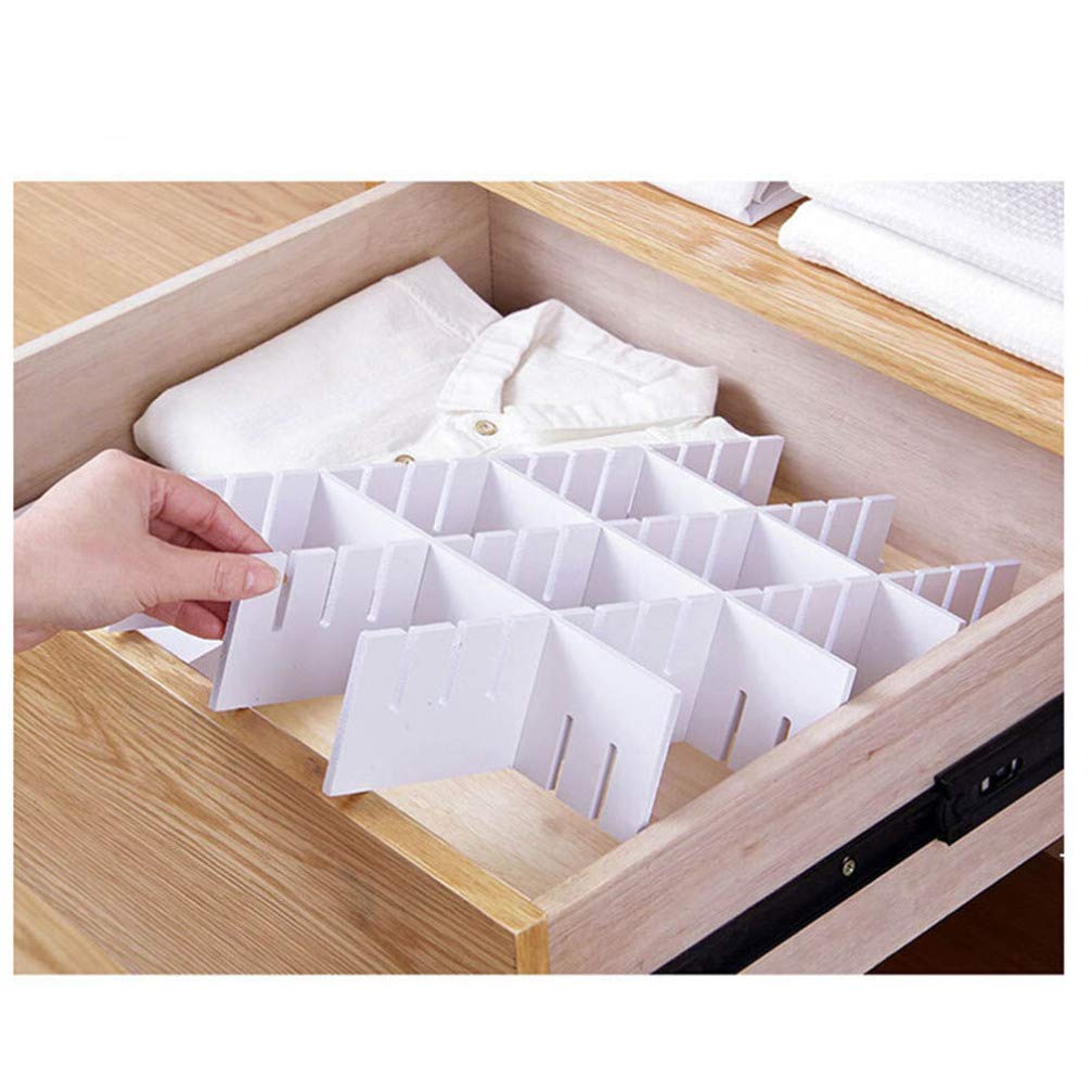 Cabilock 5-Piece Storage Drawer Organizer Set - White Dresser Drawer Divider for Clothes, Makeup, Belts & Accessories | Perfect for Bedroom Closet, Office Desk & Vanity Organization