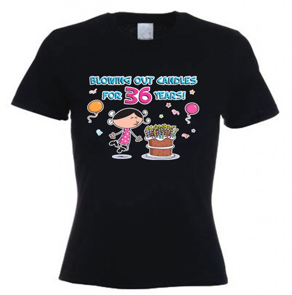 Women's 36th Birthday Tribal T-Shirt - Funny 'Blowing Out Candles for 36 Years' Graphic Tee - Perfect for Birthday Parties & Celebrations