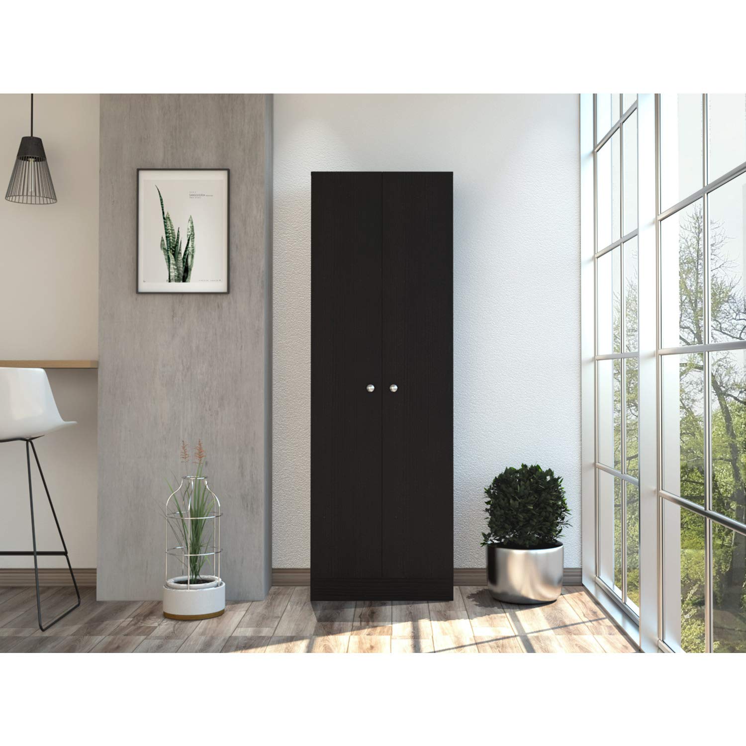 Tuhome Multi-Storage Pantry Cabinet in Espresso - Organize Kitchen, Pantry, or Laundry Room with Stylish Storage Solution