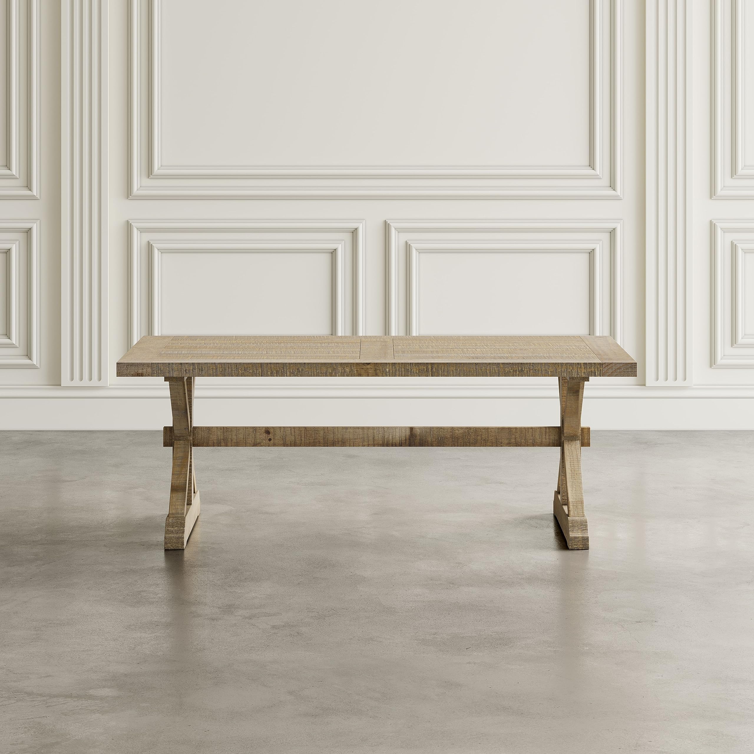 Jofran Carlyle Crossing Distressed Rustic Solid Wood Coffee Table - Farmhouse Style Living Room Furniture for Home Decor, Perfect for Living Spaces, Family Rooms & Cozy Lounges