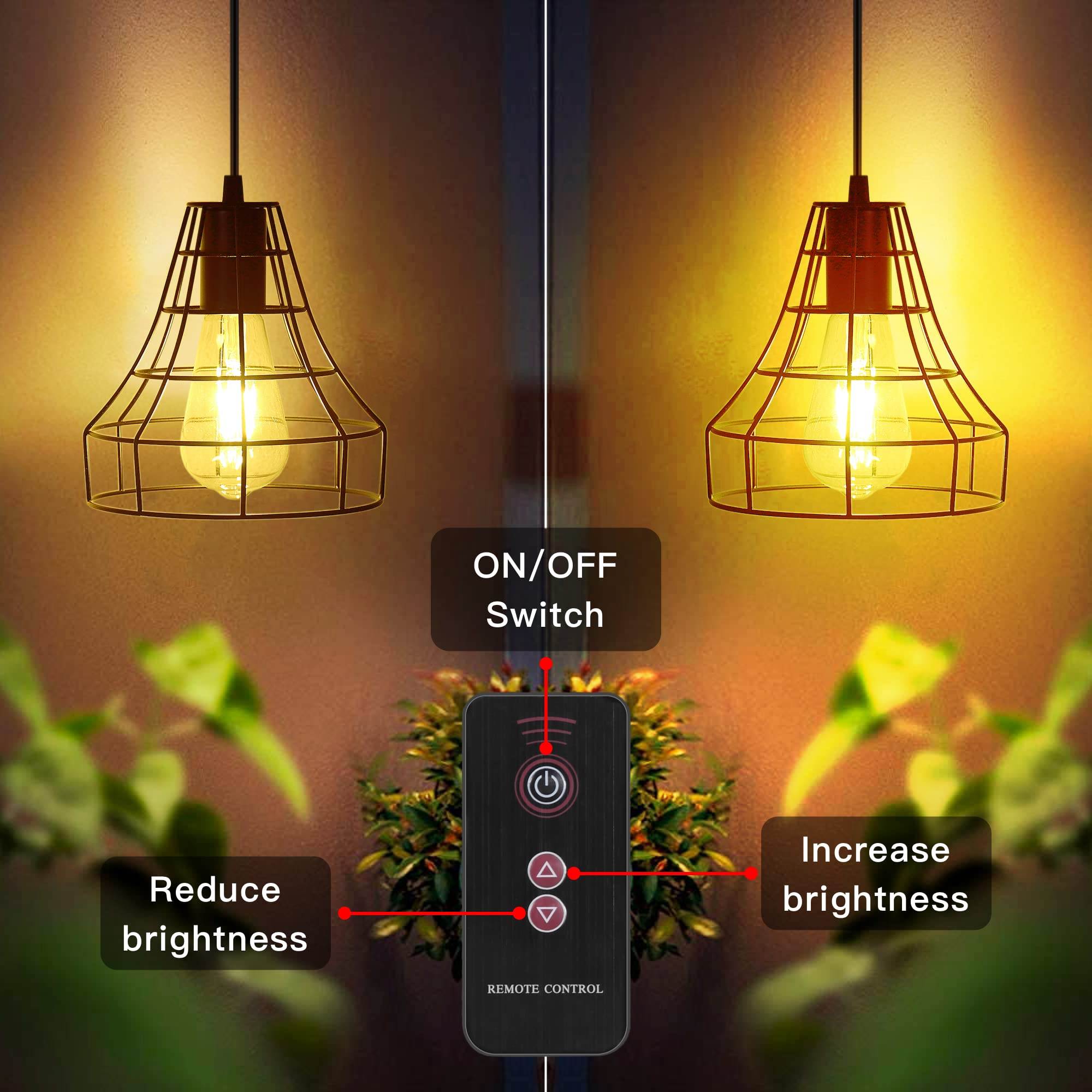 Solar Powered Pendant Lights with Remote Control - Indoor/Outdoor Waterproof Hanging Lights for Chicken Coop, Shed, Garage, Greenhouse, Patio & Barn Storage - Energy Efficient Solar Lights for Home & Garden Decor