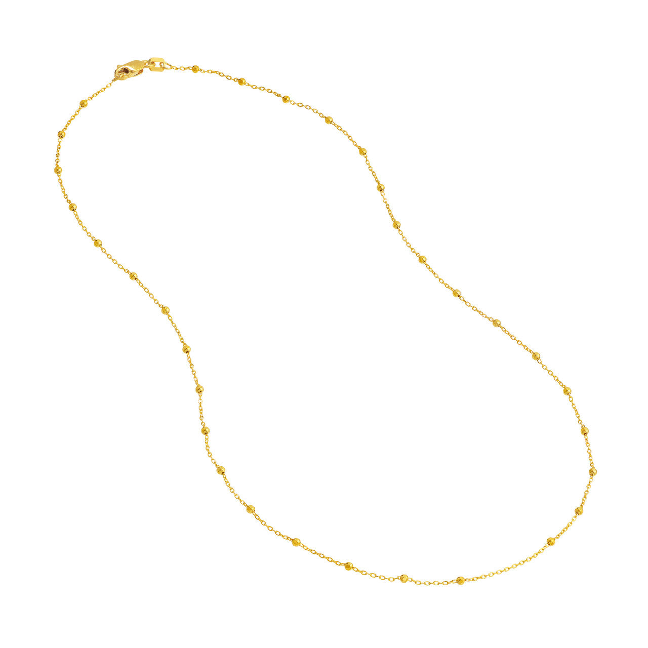 14K Yellow Gold Faceted Bead Saturn Chain Necklace for Women - Elegant Layering Necklace for Everyday Wear, Gift Giving & Special Occasions