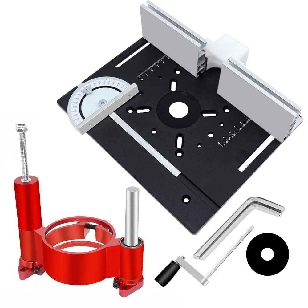 Precision Router Lift System with 3 Router Table Inserts - 47mm Max Lift, Black | Heavy-Duty Routing Table for Woodworking & DIY Projects | Perfect for Cabinet Making, Furniture Building & Professional Wood Shops