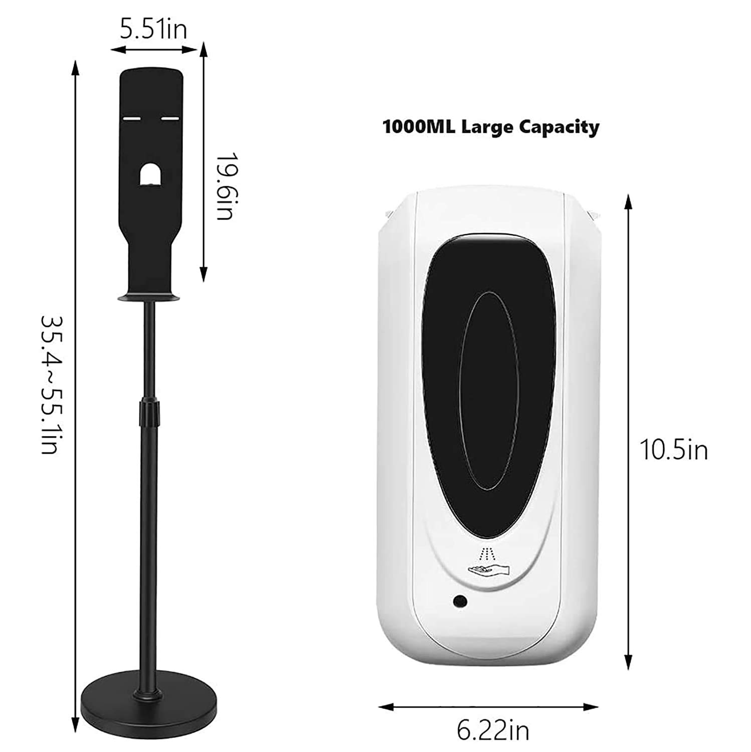 Touchless Automatic Hand Soap Dispenser 1000ML - Adjustable Height with Stainless Steel Floor Stand for Office, School, Hospital & Public Areas | Hygienic Hands-Free Soap Station (US Stock) - Perfect for Restrooms, Kitchens, and High-Traffic Areas