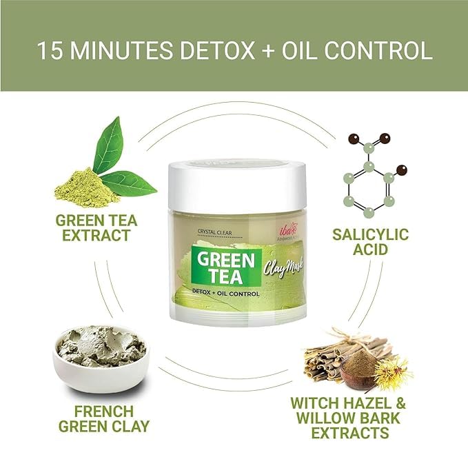 Activs Crystal Clear Green Tea Face Mask – Detox & Oil Control for Oily, Combination & Acne-Prone Skin | Salicylic Acid Deep Pore Cleanser | Halal Certified Vegan Skincare | Perfect for Daily Routine & Spa Nights