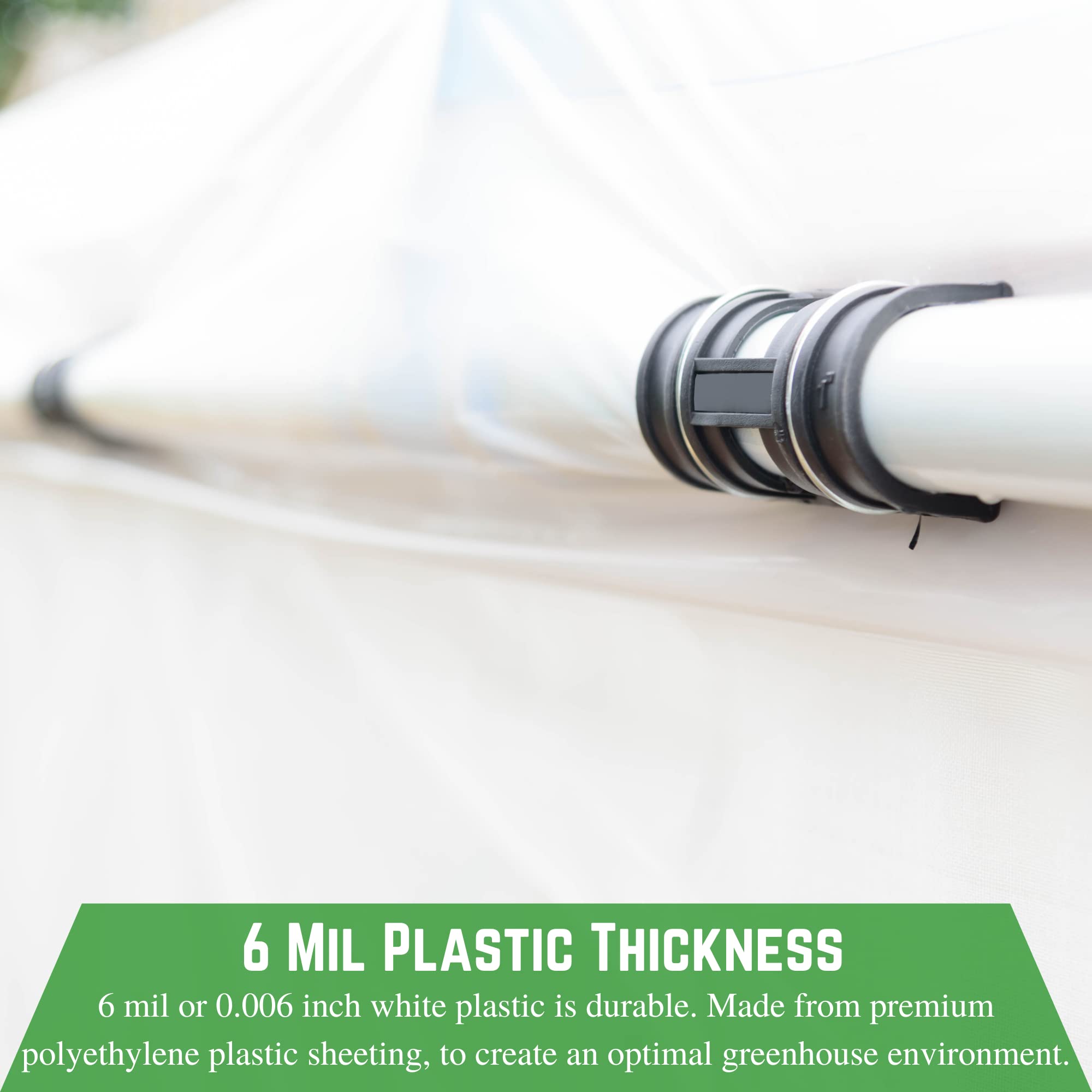 Premium White Greenhouse Plastic Sheeting - 6 mil Thick (25' x 40') - 4-Year UV Resistant Poly Film with 55% Light Transmission - Durable Hoop House Cover for Gardening, Agriculture & Commercial Greenhouses - Ideal for Plant Growth, Crop Protection & Season Extension