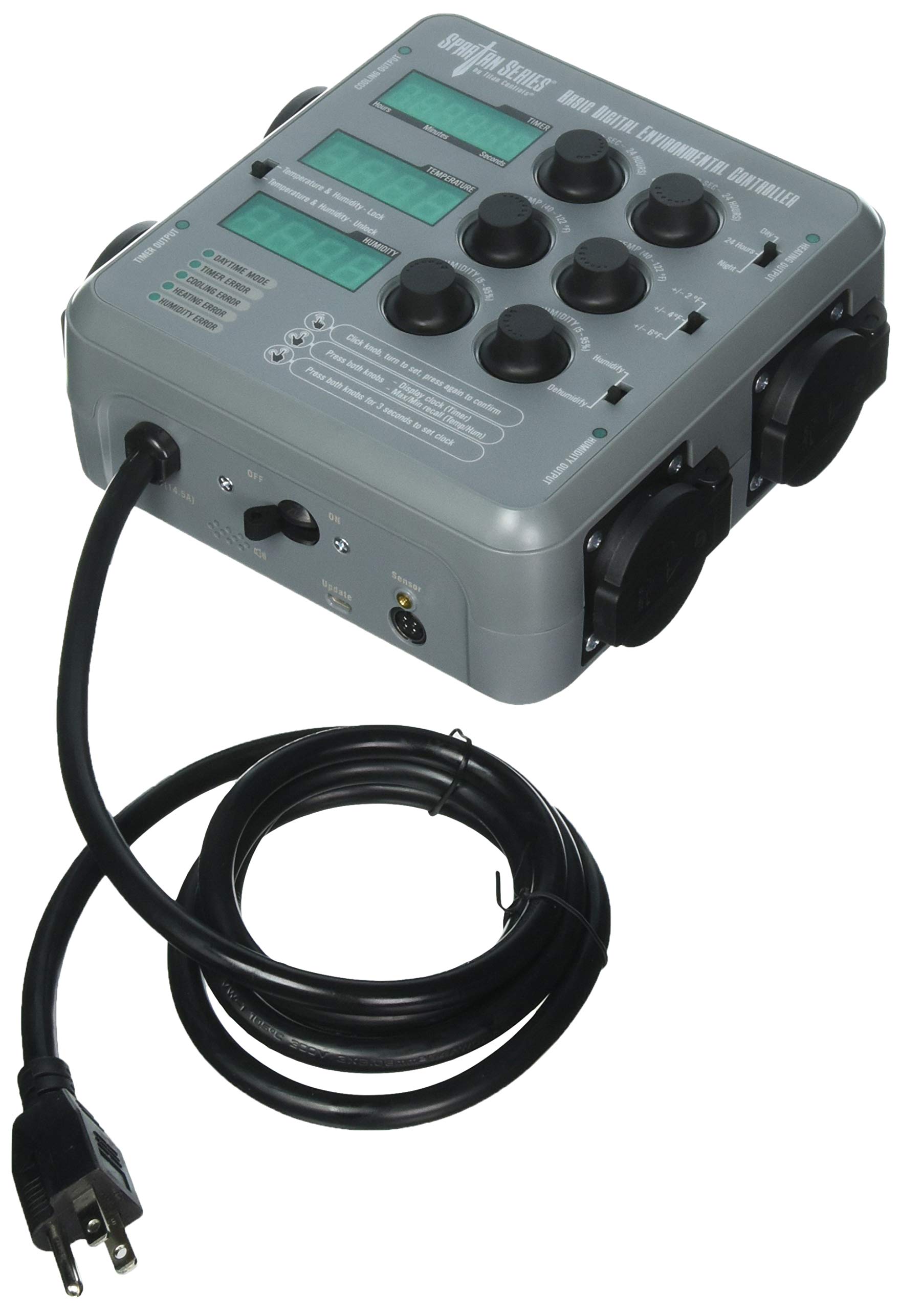 Titan Controls Spartan Series Basic Digital Environmental Controller - Temperature, CO2 Timer & Humidity Monitor for Grow Tents, Greenhouses & Indoor Gardens