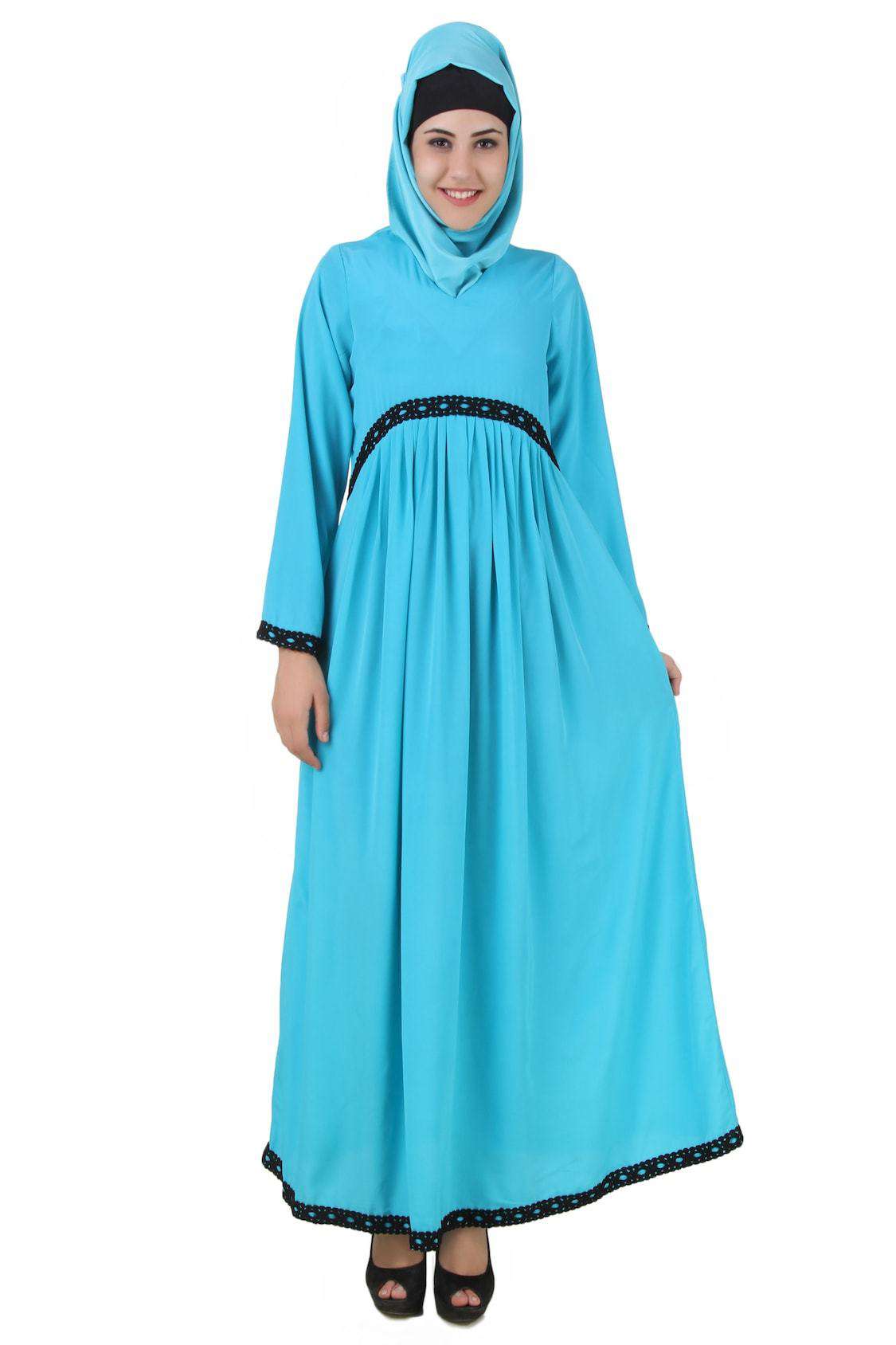 Turquoise Maternity Abaya Dress - Comfortable Crepe Fabric for Pregnant Women - Perfect for Prayer, Modest Fashion, and Special Occasions